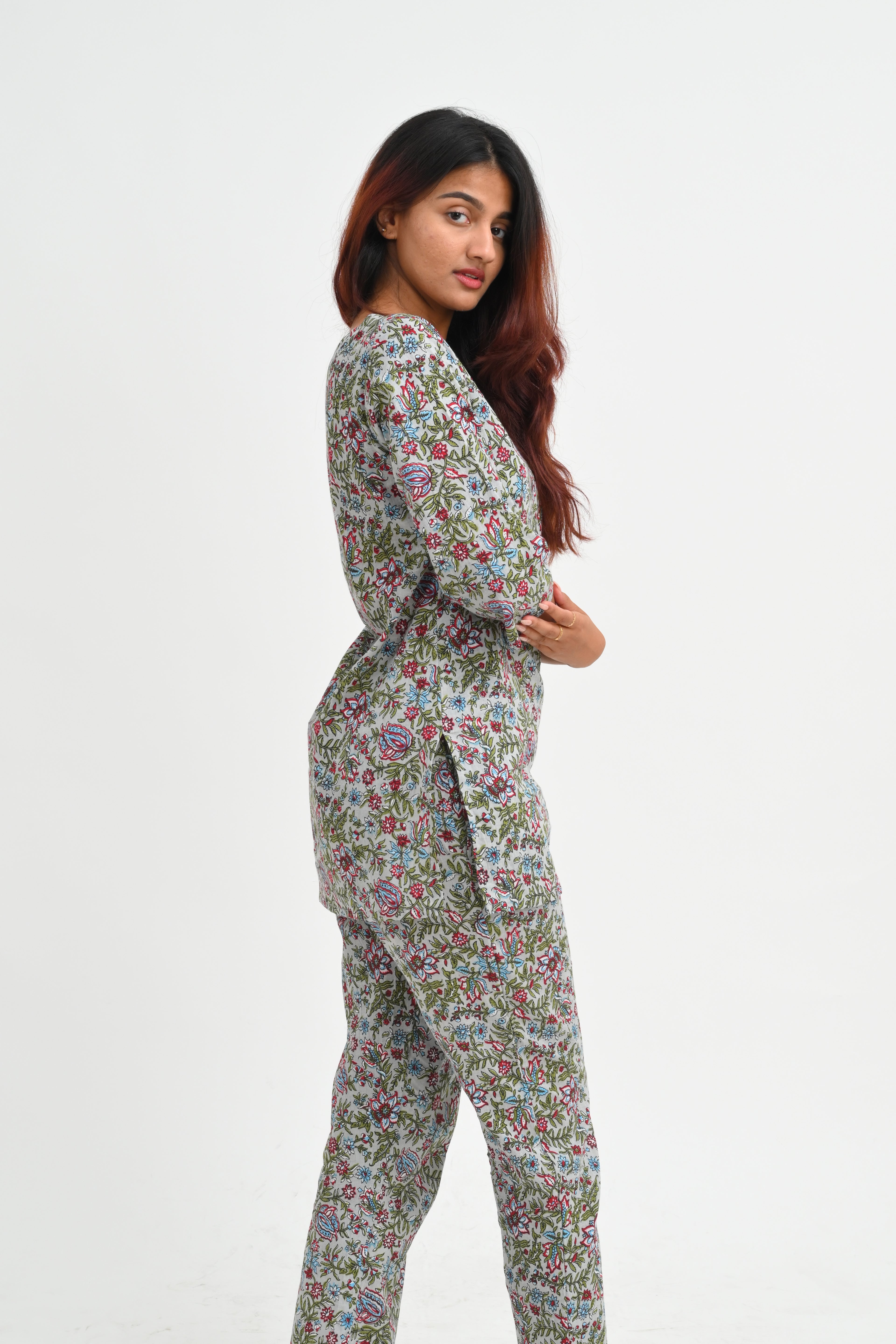 Paris White Cotton Printed Pyjama Set