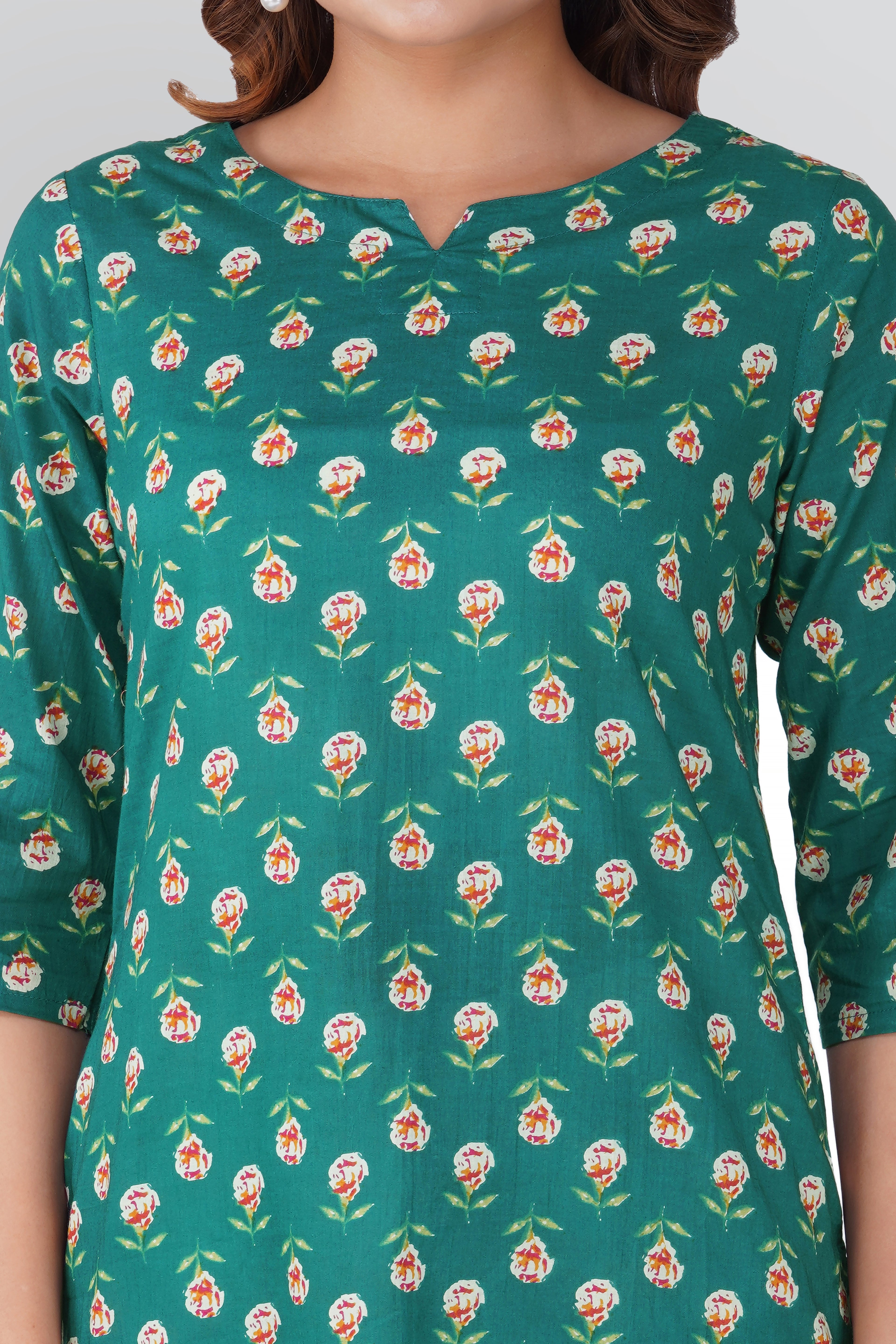 Pine Green Cotton Printed Pyjama Set