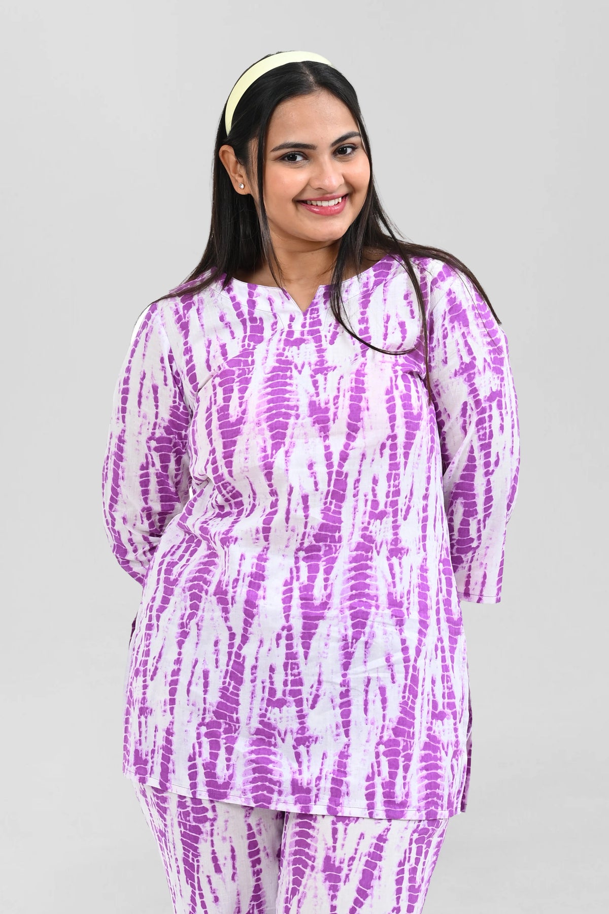 Pale Purple Cotton Printed Pyjama Set