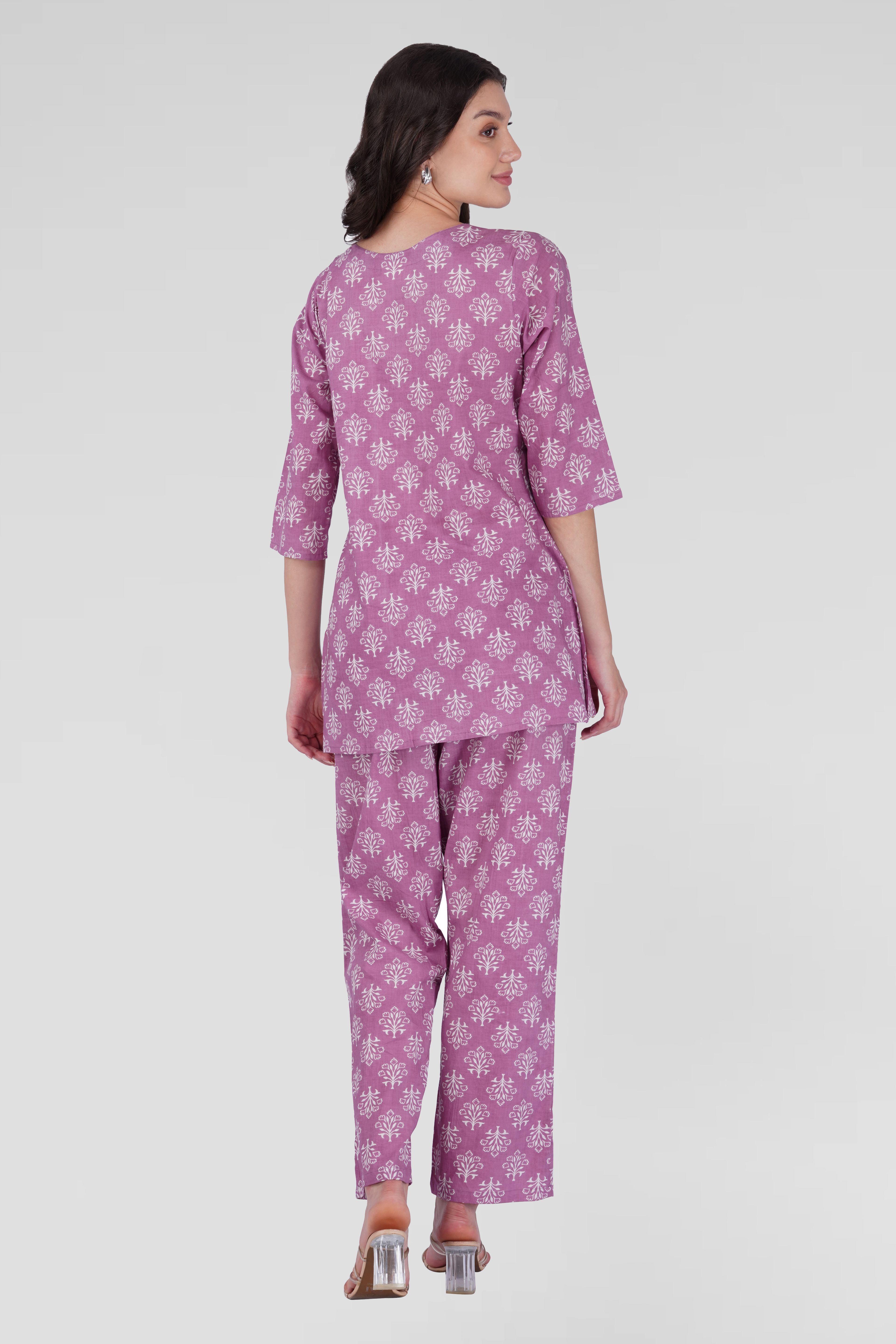 Pink Cotton Printed Pyjama Set