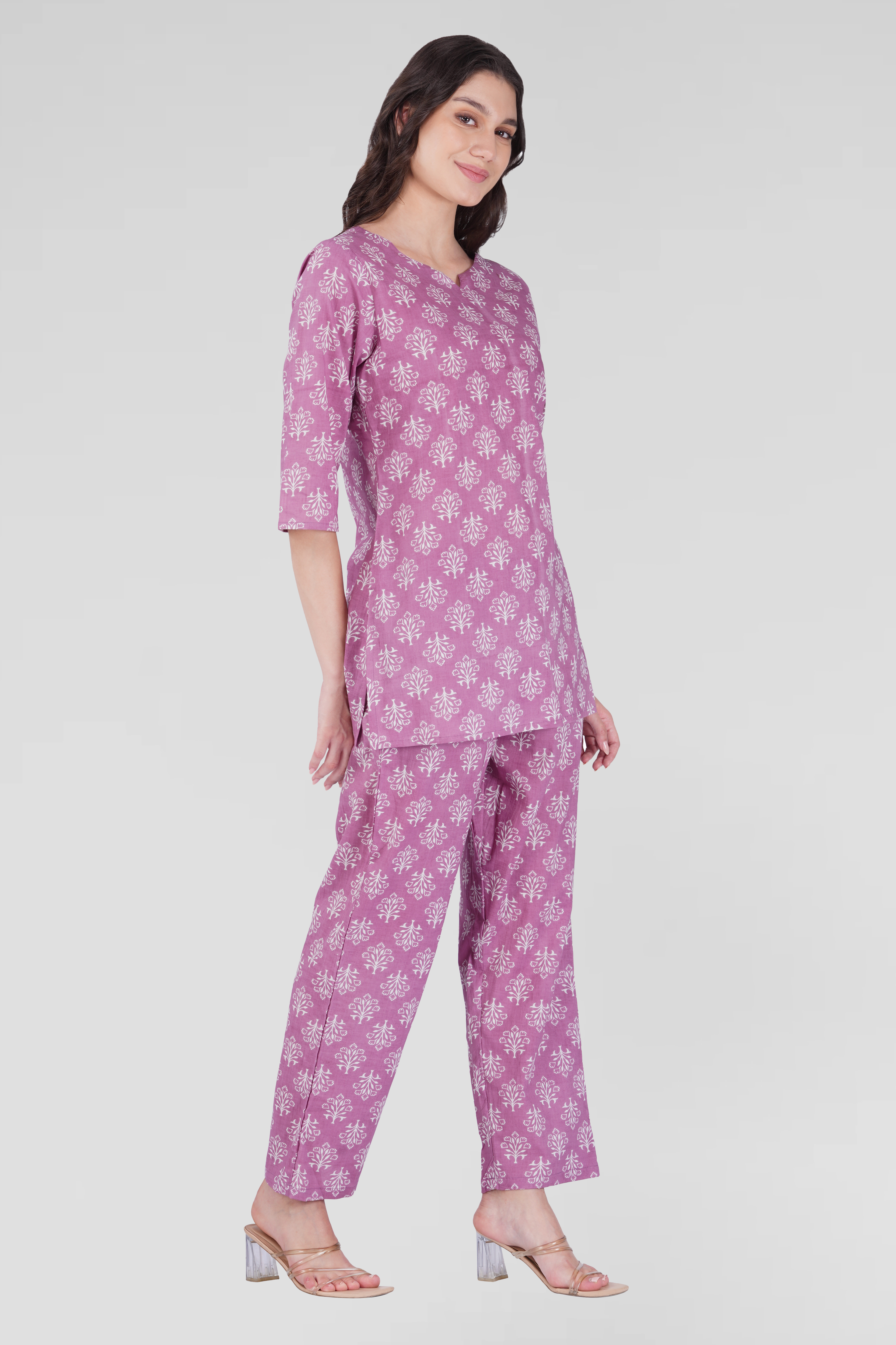 Pink Cotton Printed Pyjama Set