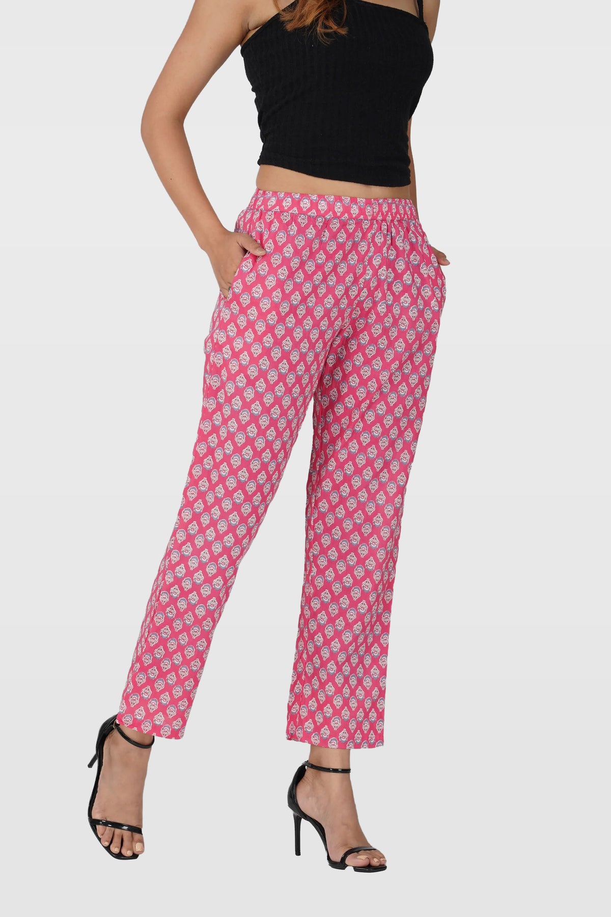 Pink Cotton Printed Bottom