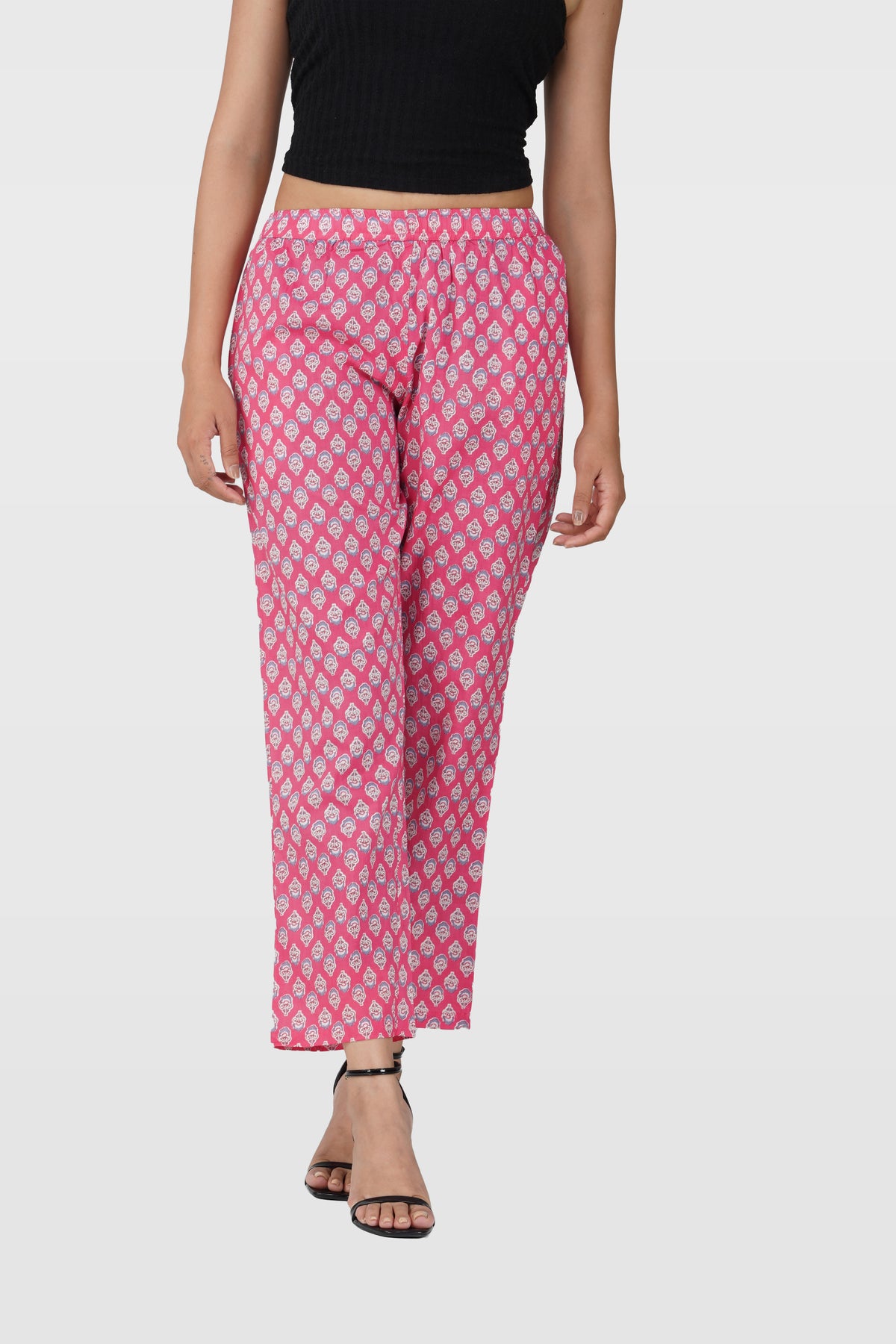 Pink Cotton Printed Bottom