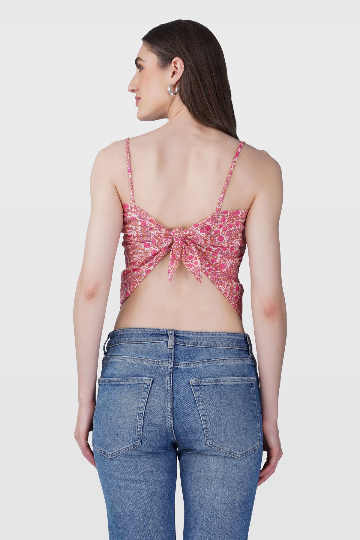 Pink Cotton Printed Scarf Top