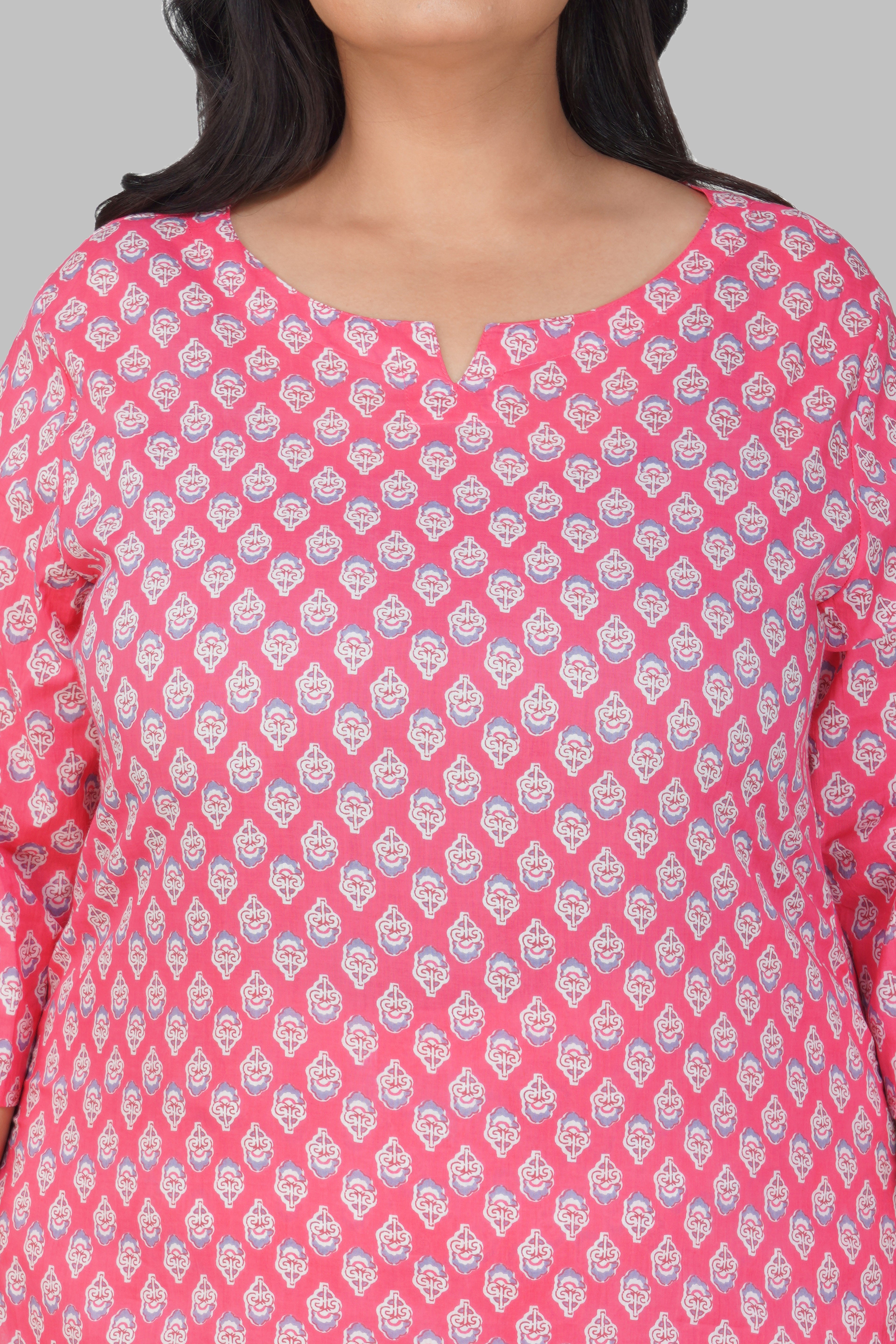 Pink Plus Size Cotton Printed Pyjama Set
