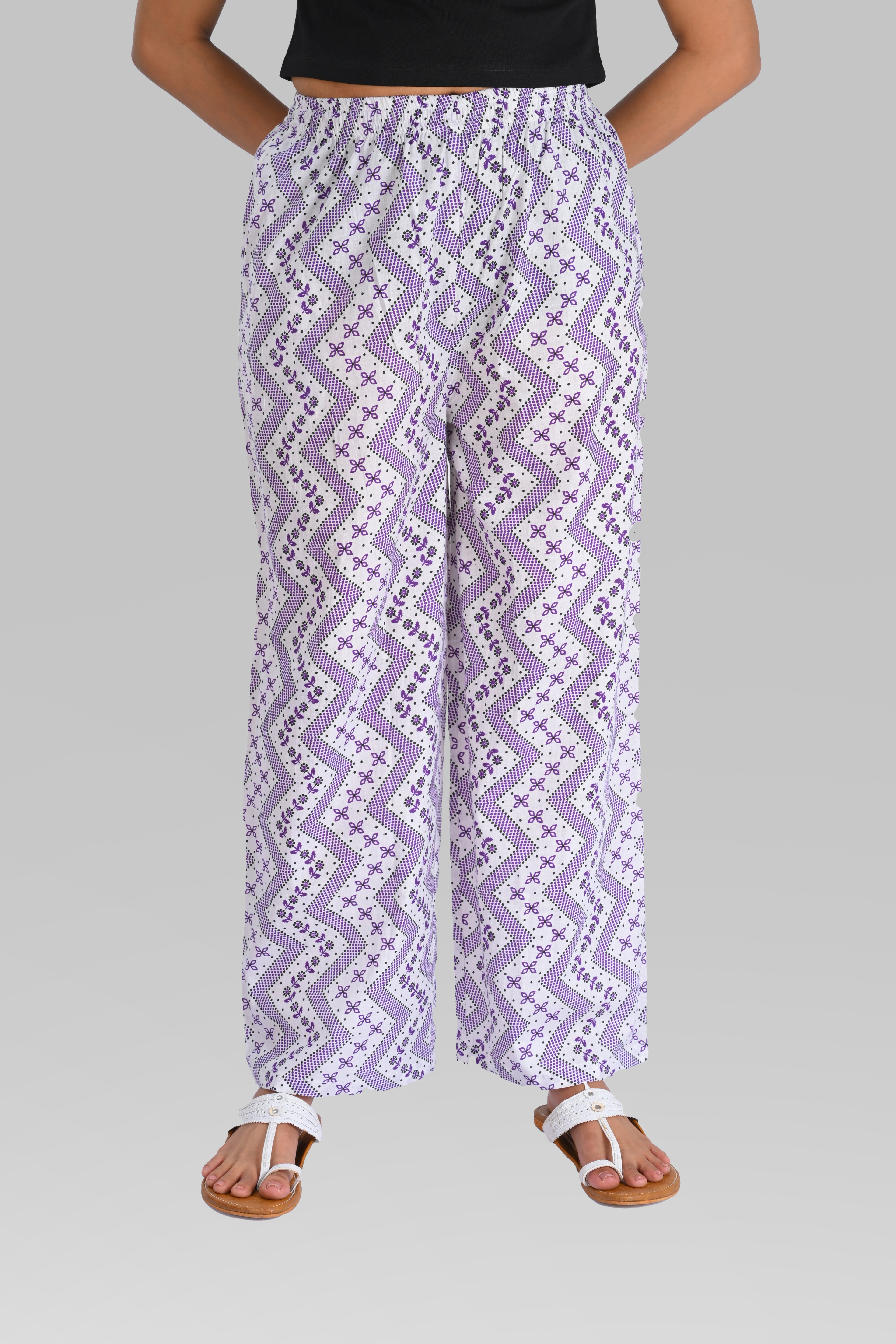 Purple Cotton Printed Kurta Set