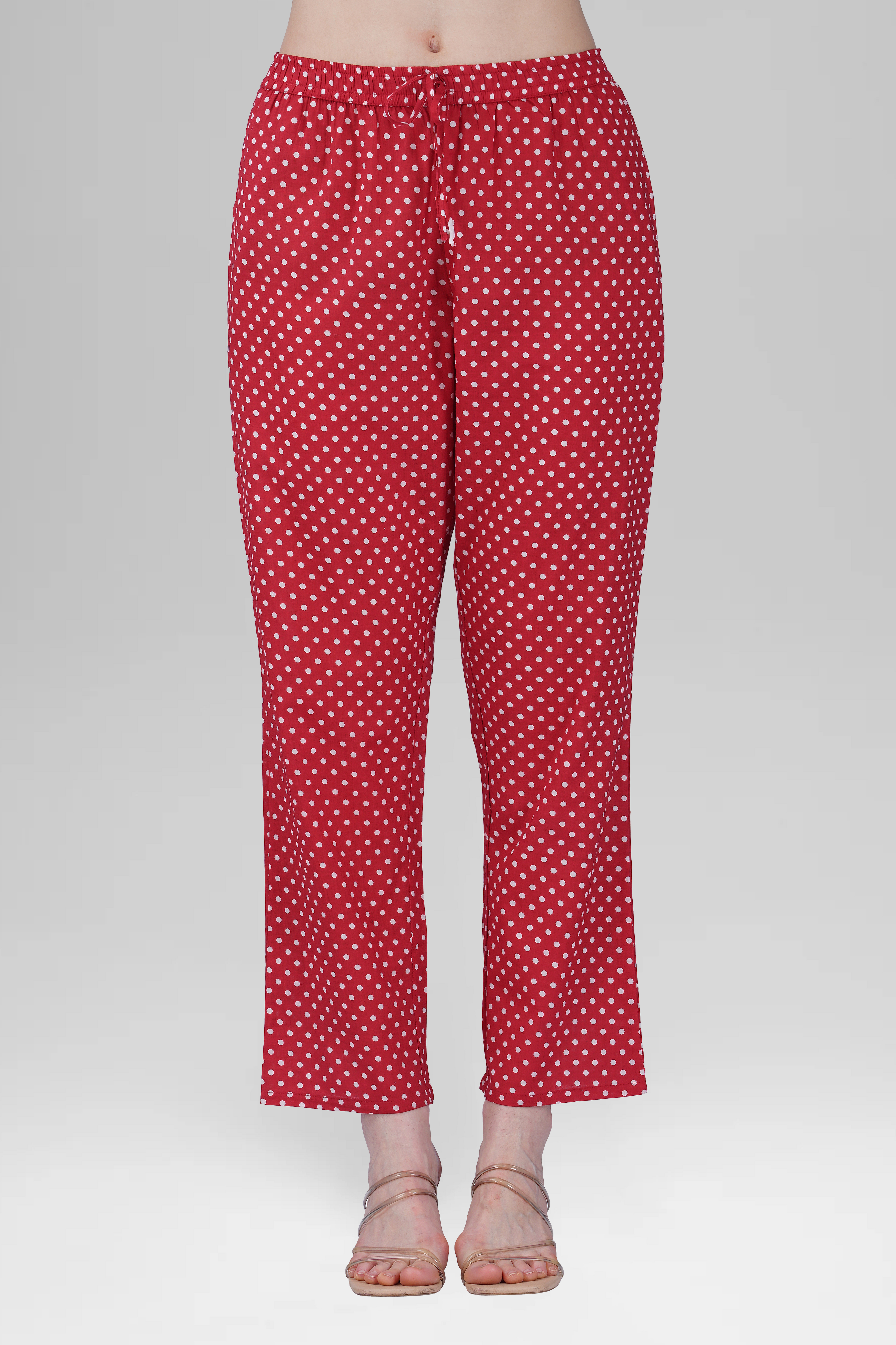 Red Cotton Printed Pyjama Set