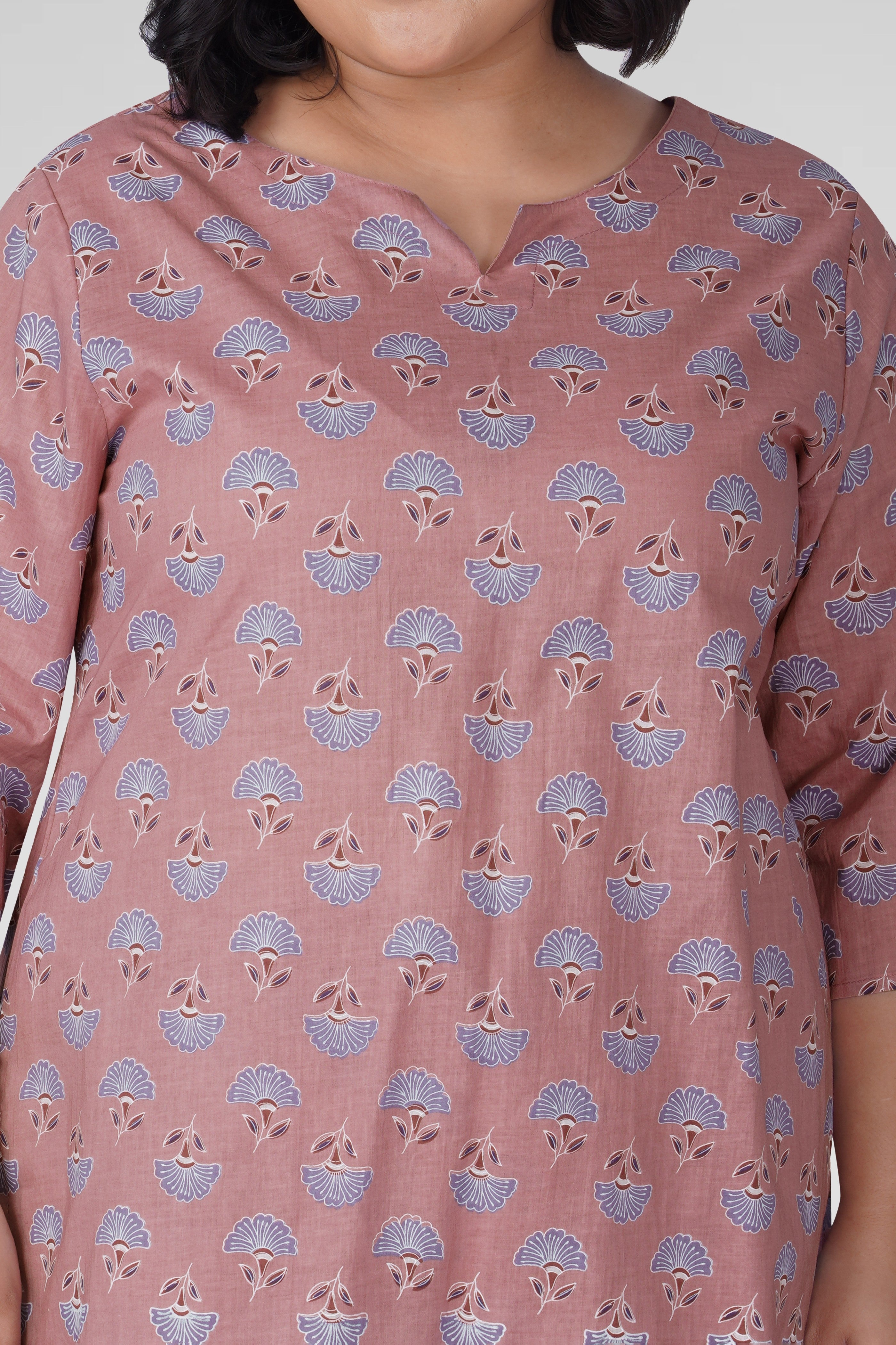 Soft Mauve Plus Size Cotton Printed Pyjama Set
