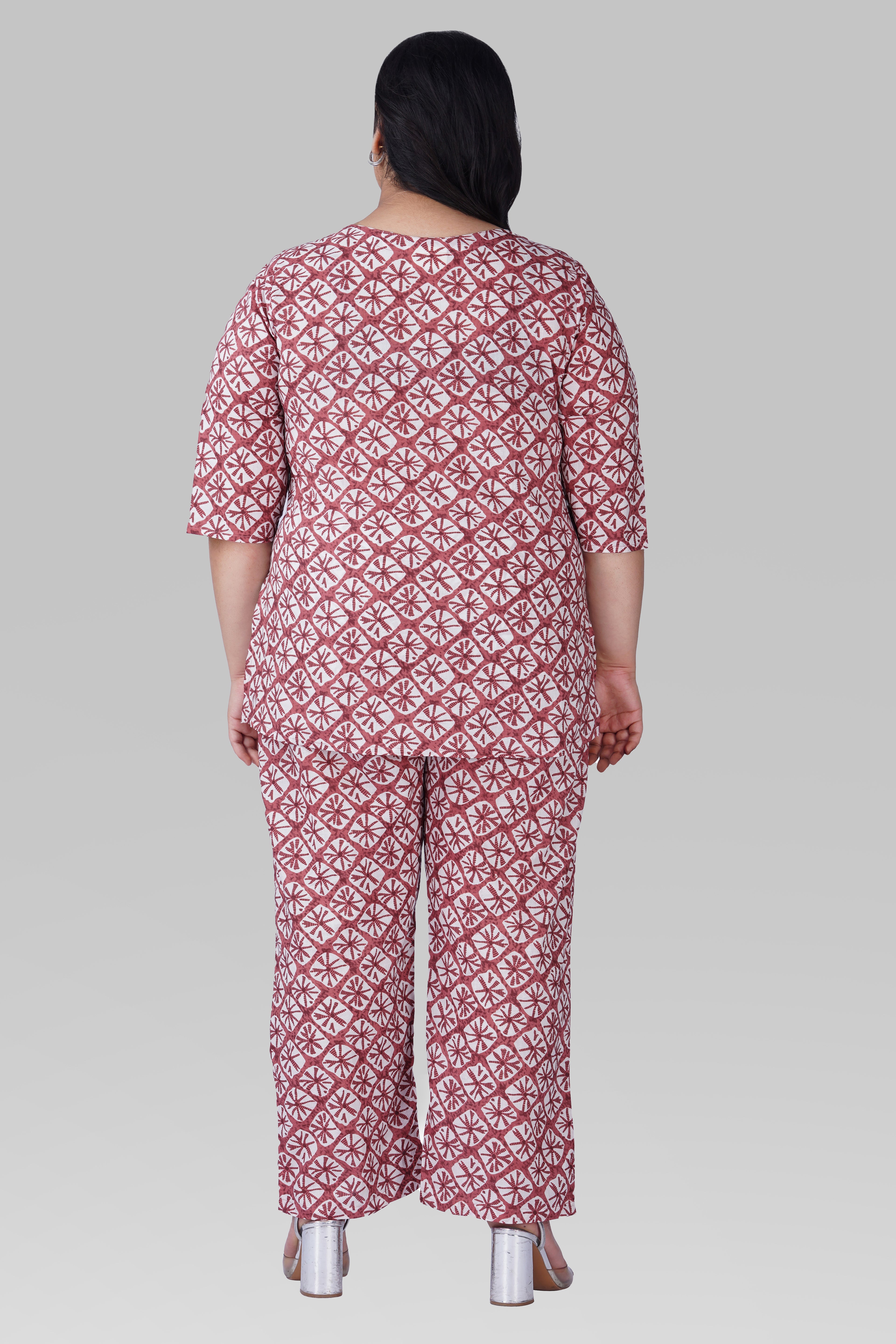 Turkish Rose Plus Size Cotton Printed Pyjama Set