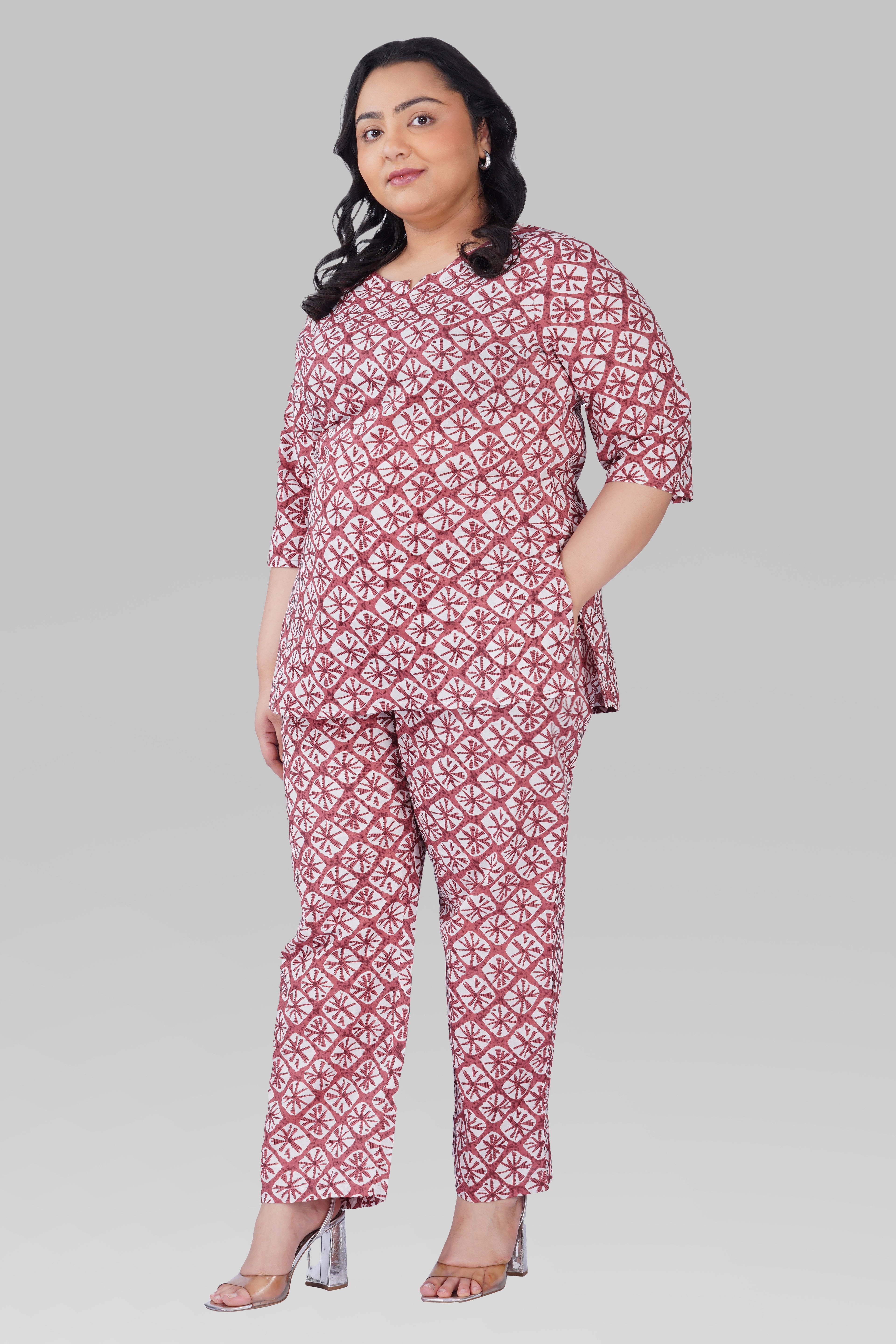Turkish Rose Plus Size Cotton Printed Pyjama Set