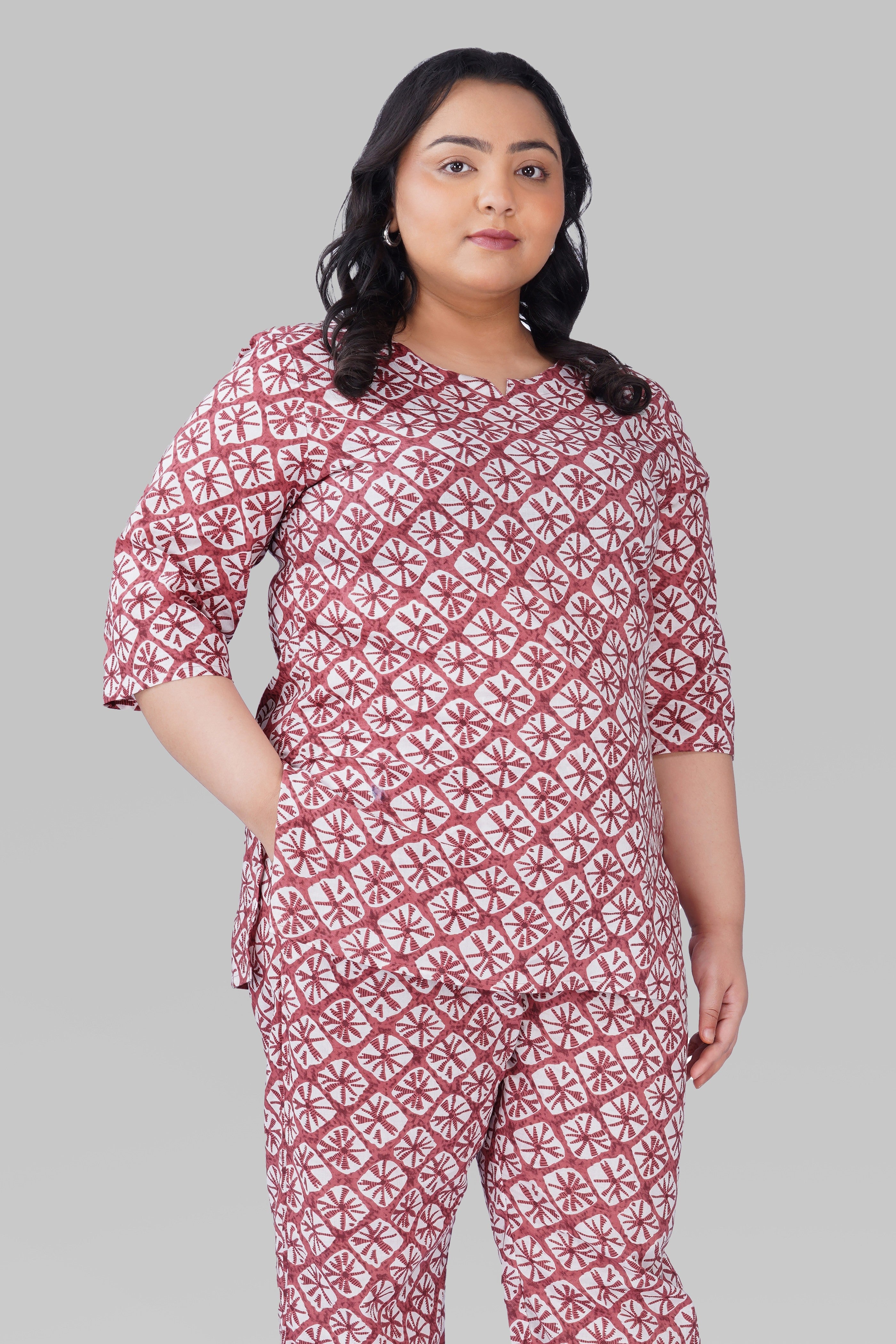 Turkish Rose Plus Size Cotton Printed Pyjama Set