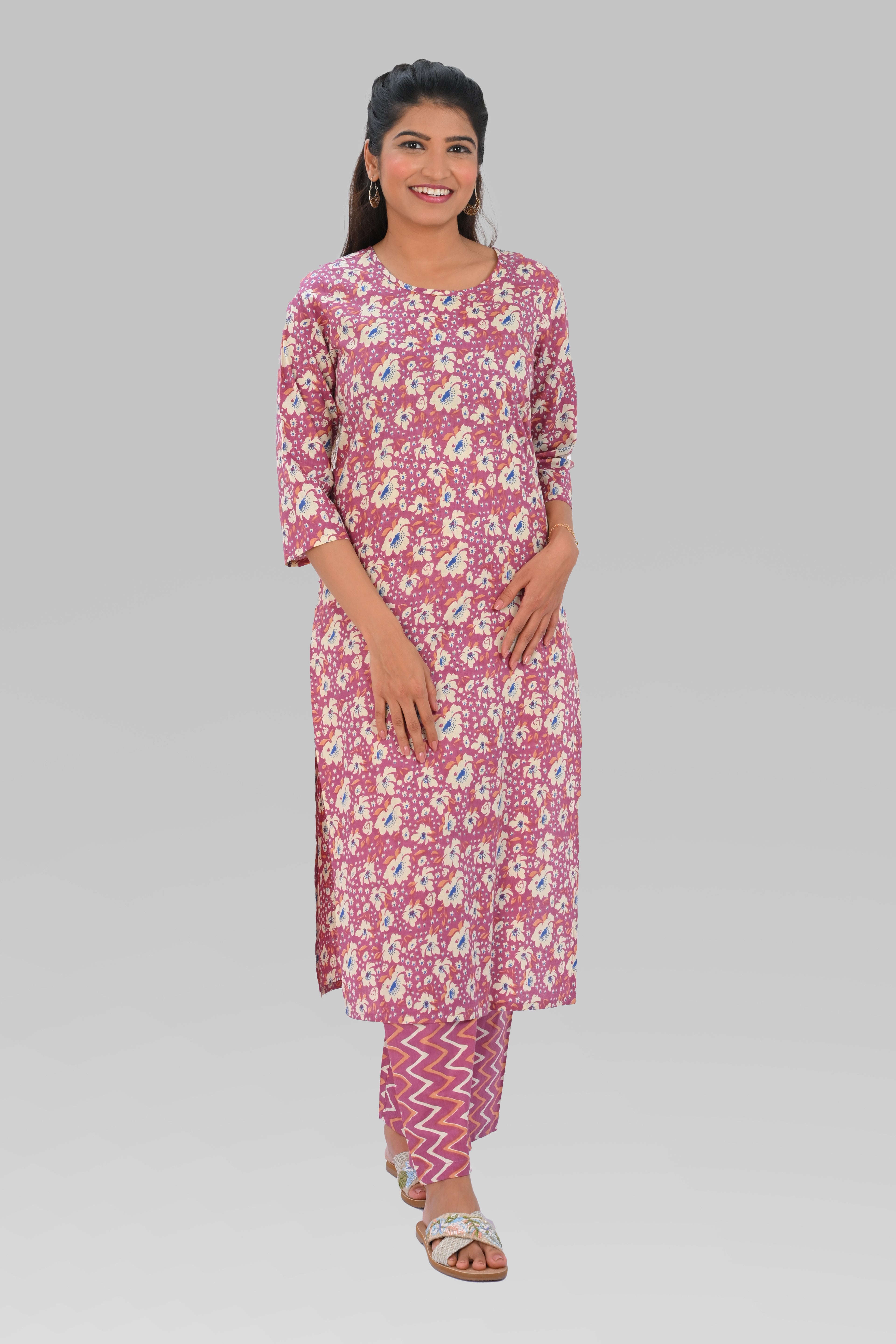 Twilight Lavender Cotton Printed Kurta Set