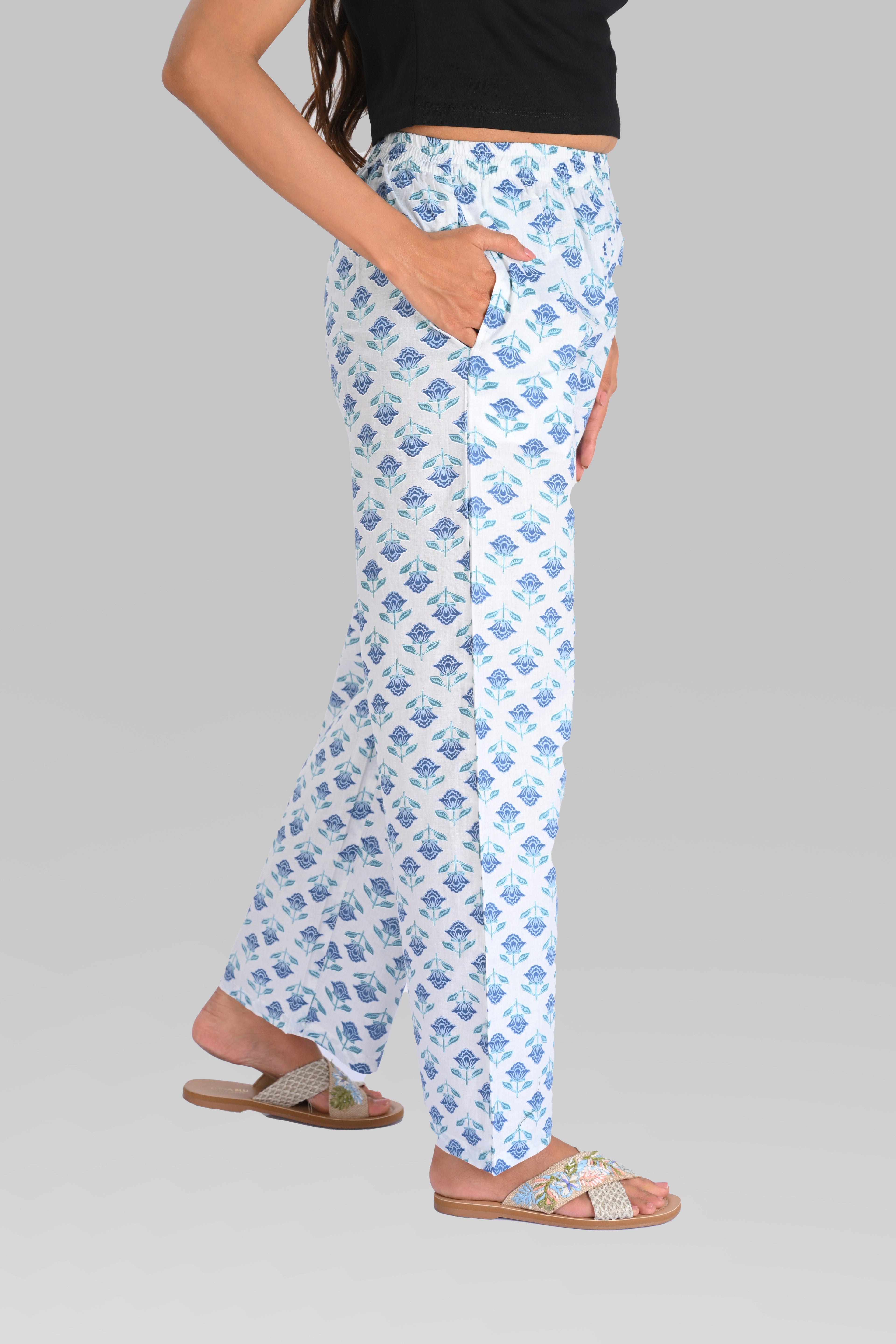 White Cotton Printed Kurta Set