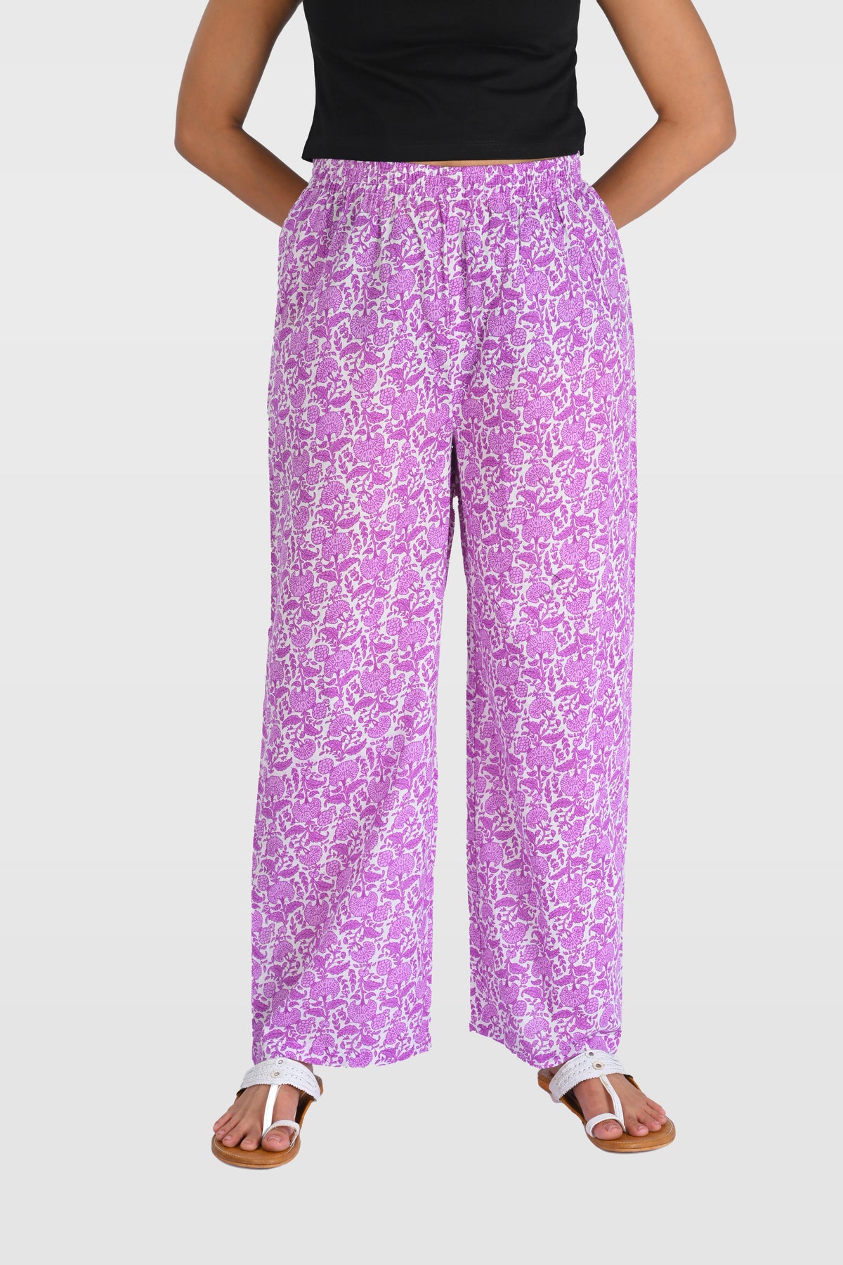 White French Lilac Cotton Printed Kurta Set