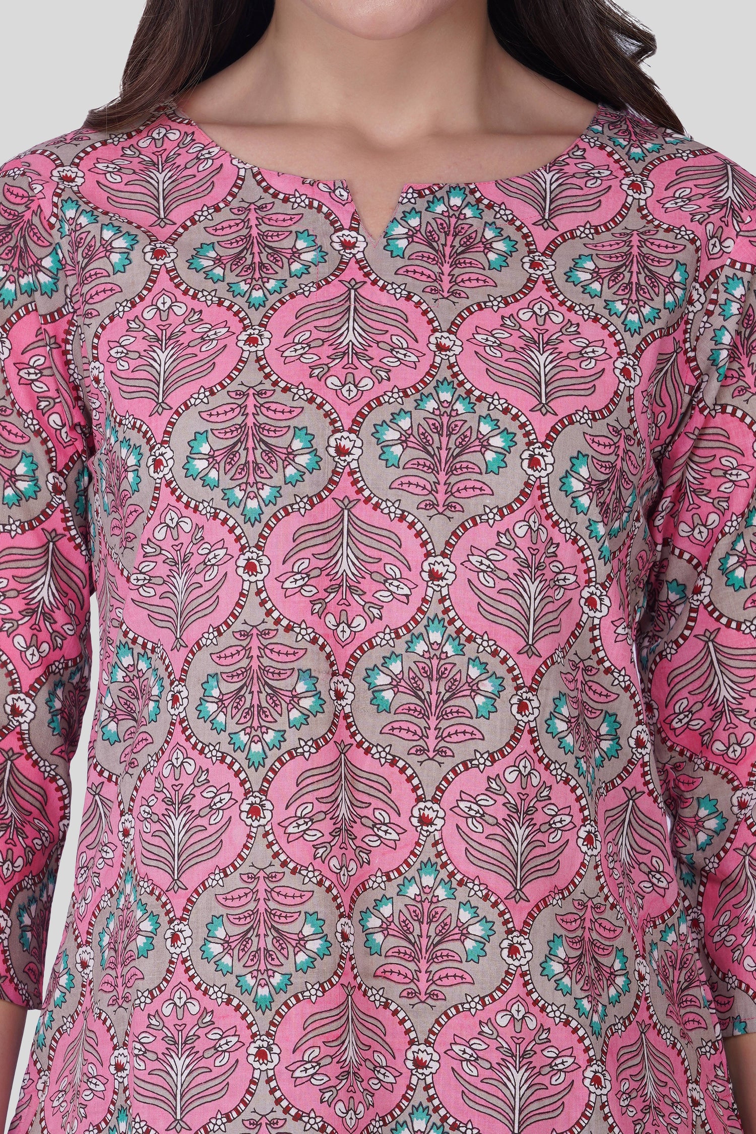 Dusty Pink Cotton Printed Pyjama Set