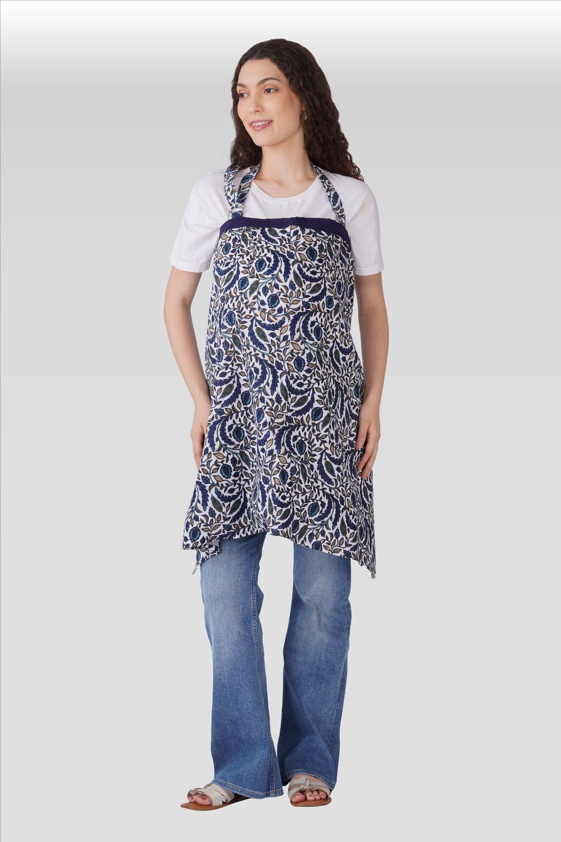 Regal Blue Cotton Printed Feeding Apron