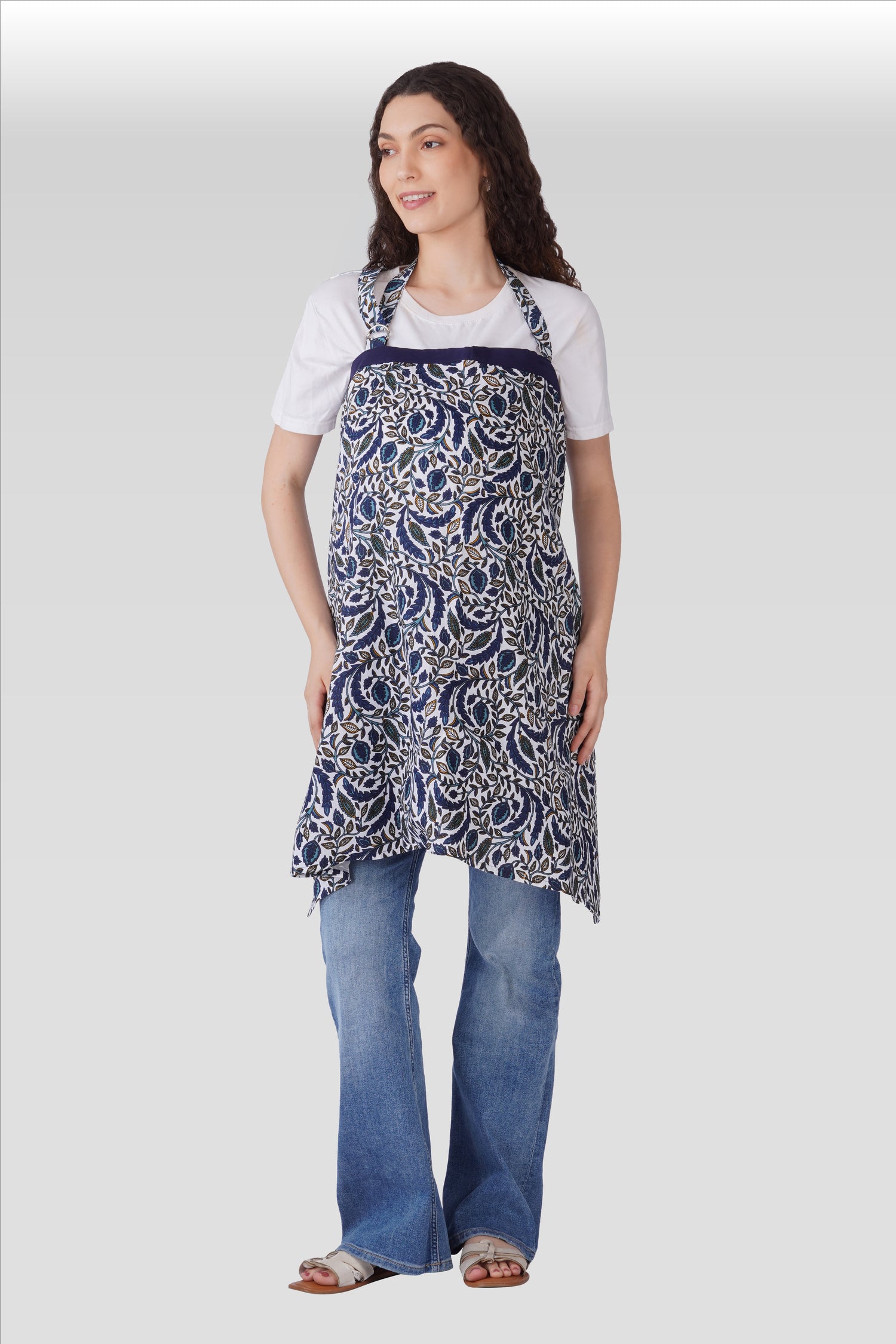 Regal Blue Cotton Printed Feeding Apron