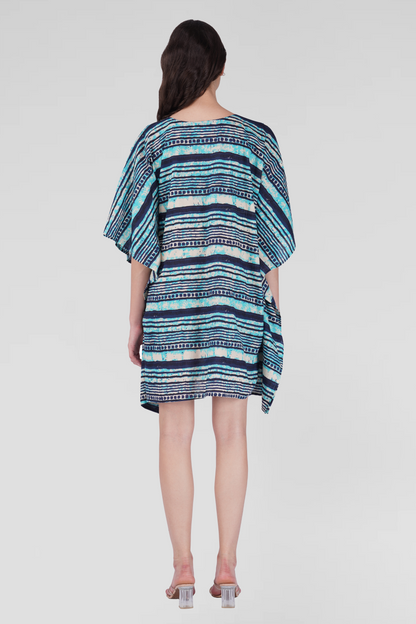 Blue Cotton Printed Kaftan Top