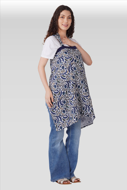 Regal Blue Cotton Printed Feeding Apron