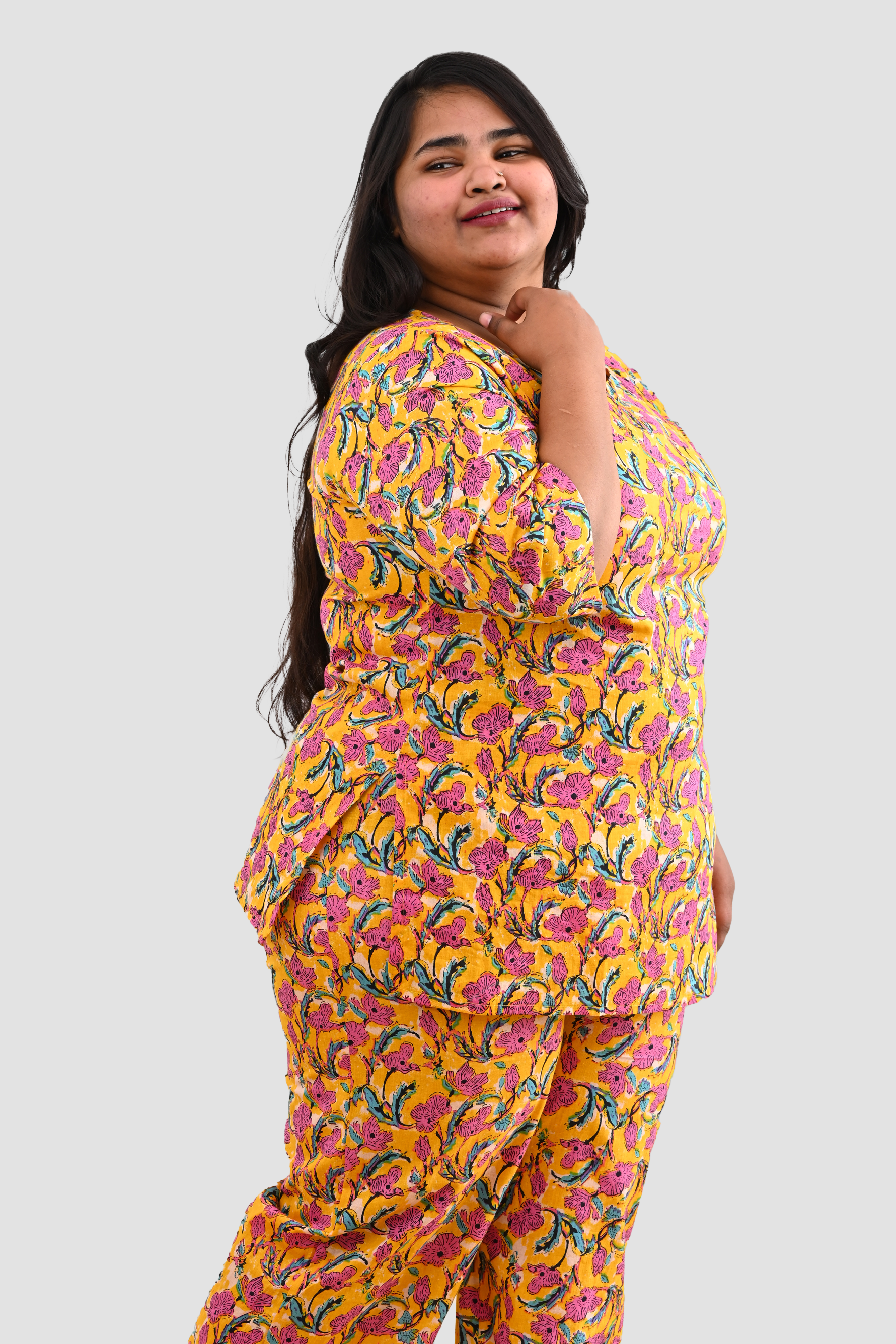 Amber Plus Size Cotton Printed Pyjama Set