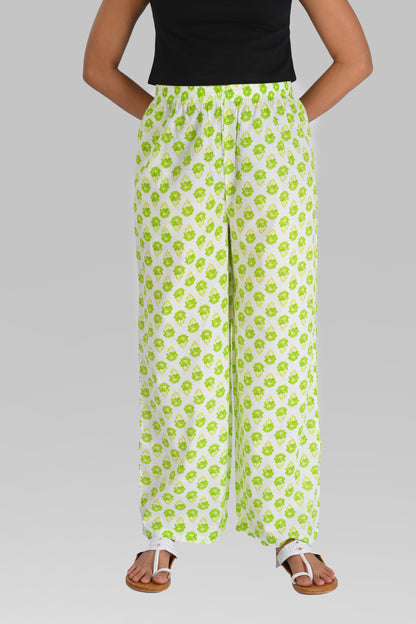 Apple Green Cotton Printed Kurta Set
