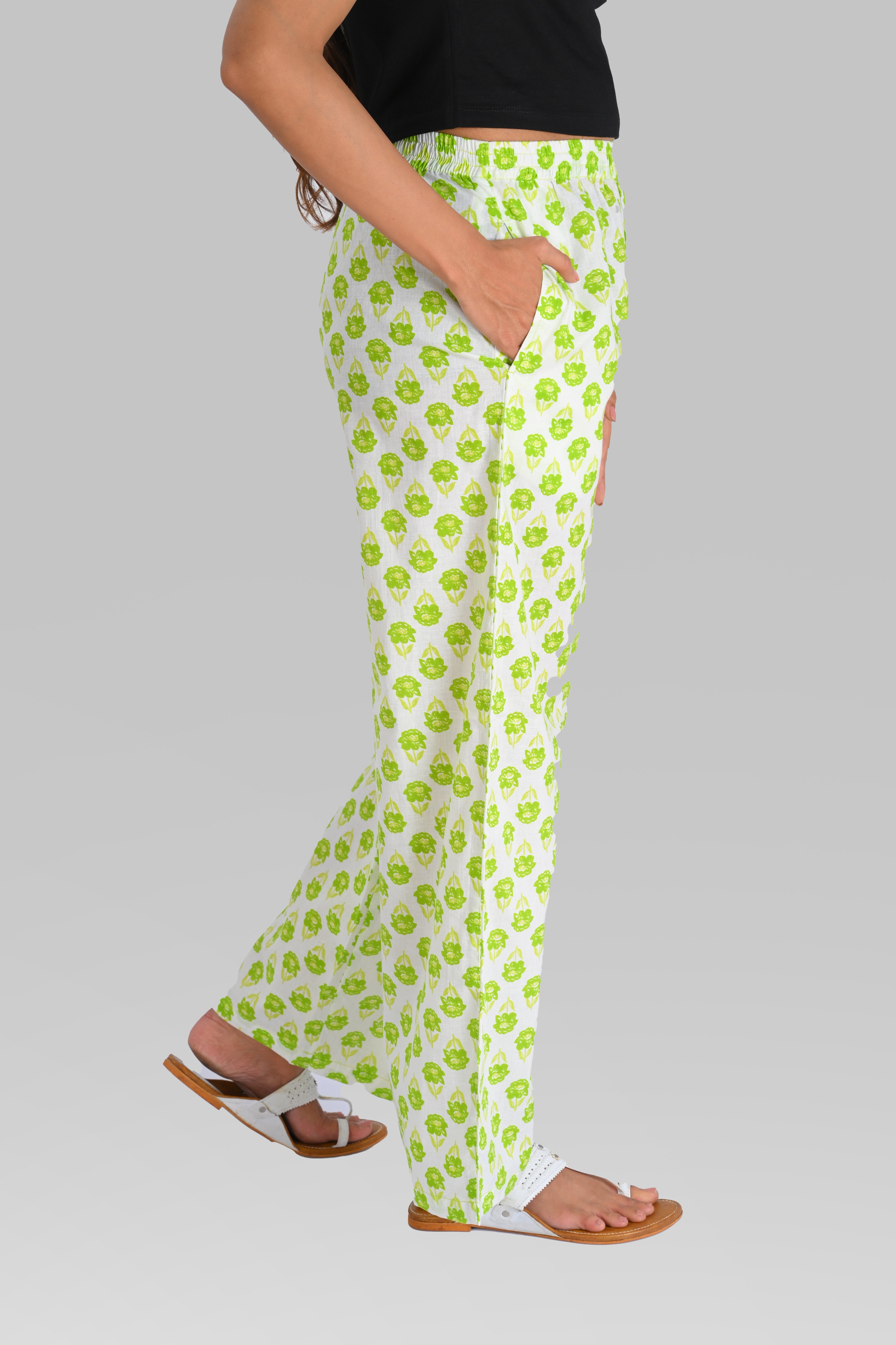 Apple Green Cotton Printed Kurta Set