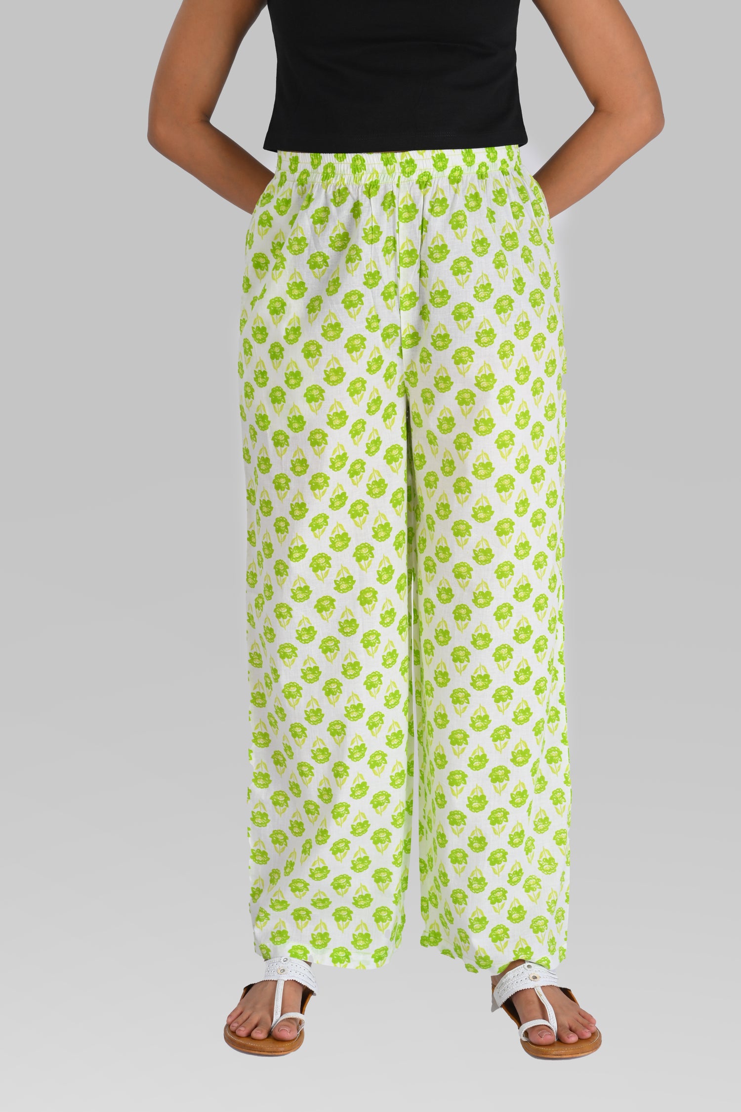 Apple Green Cotton Printed Kurta Set