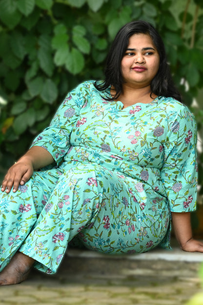 Aqua Plus Size Cotton Printed Pyjama Set