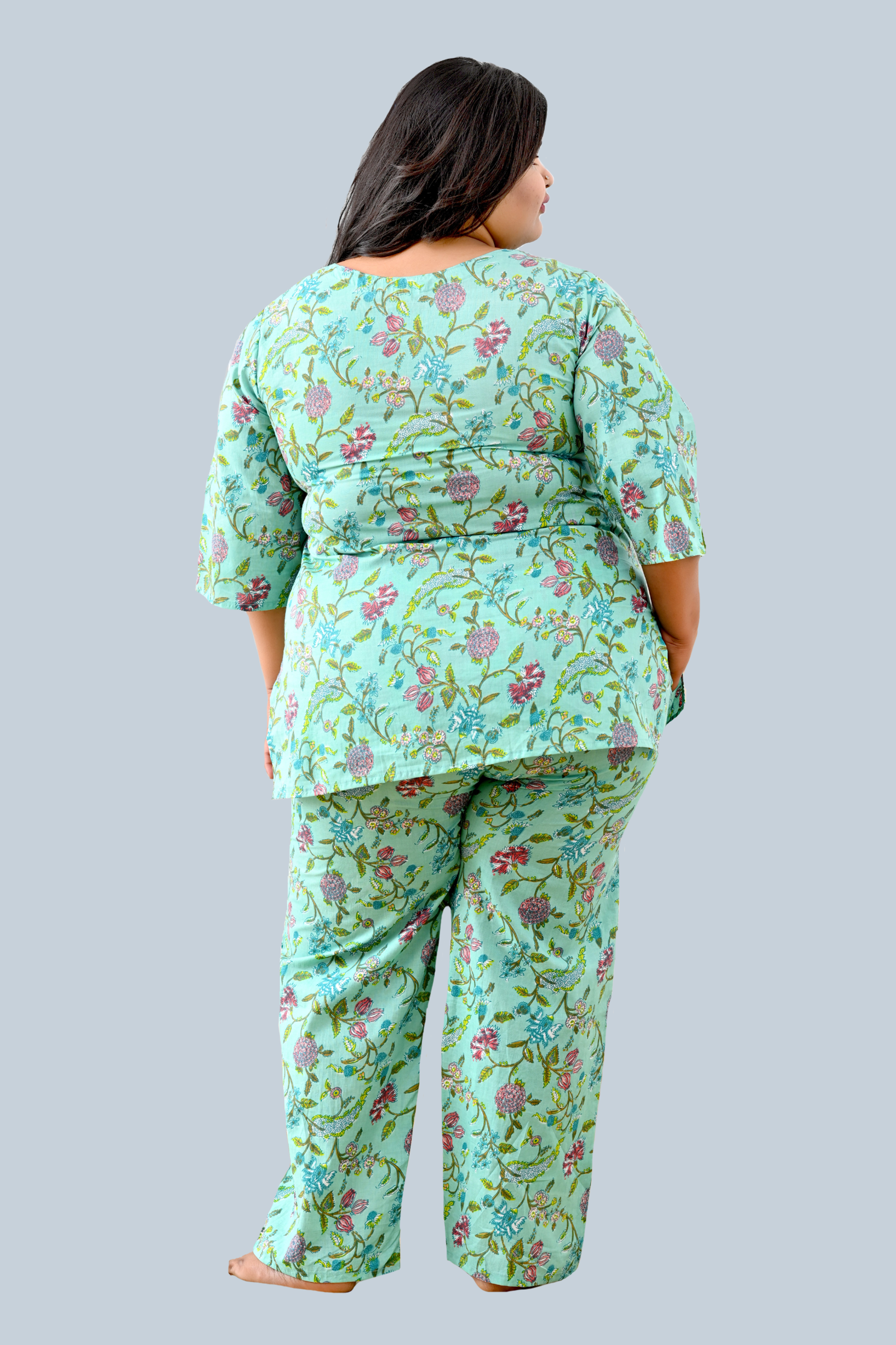 Aqua Plus Size Cotton Printed Pyjama Set