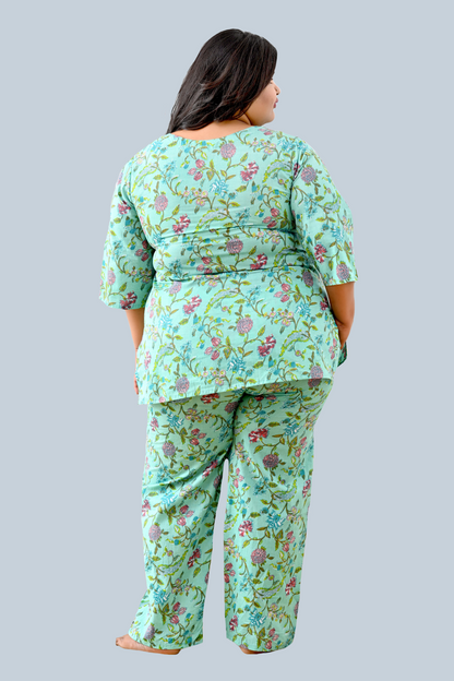 Aqua Plus Size Cotton Printed Pyjama Set