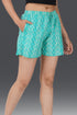 Aqua Green Cotton Printed Shorts