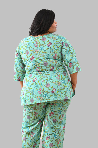 Aqua Plus Size Cotton Printed Pyjama Set