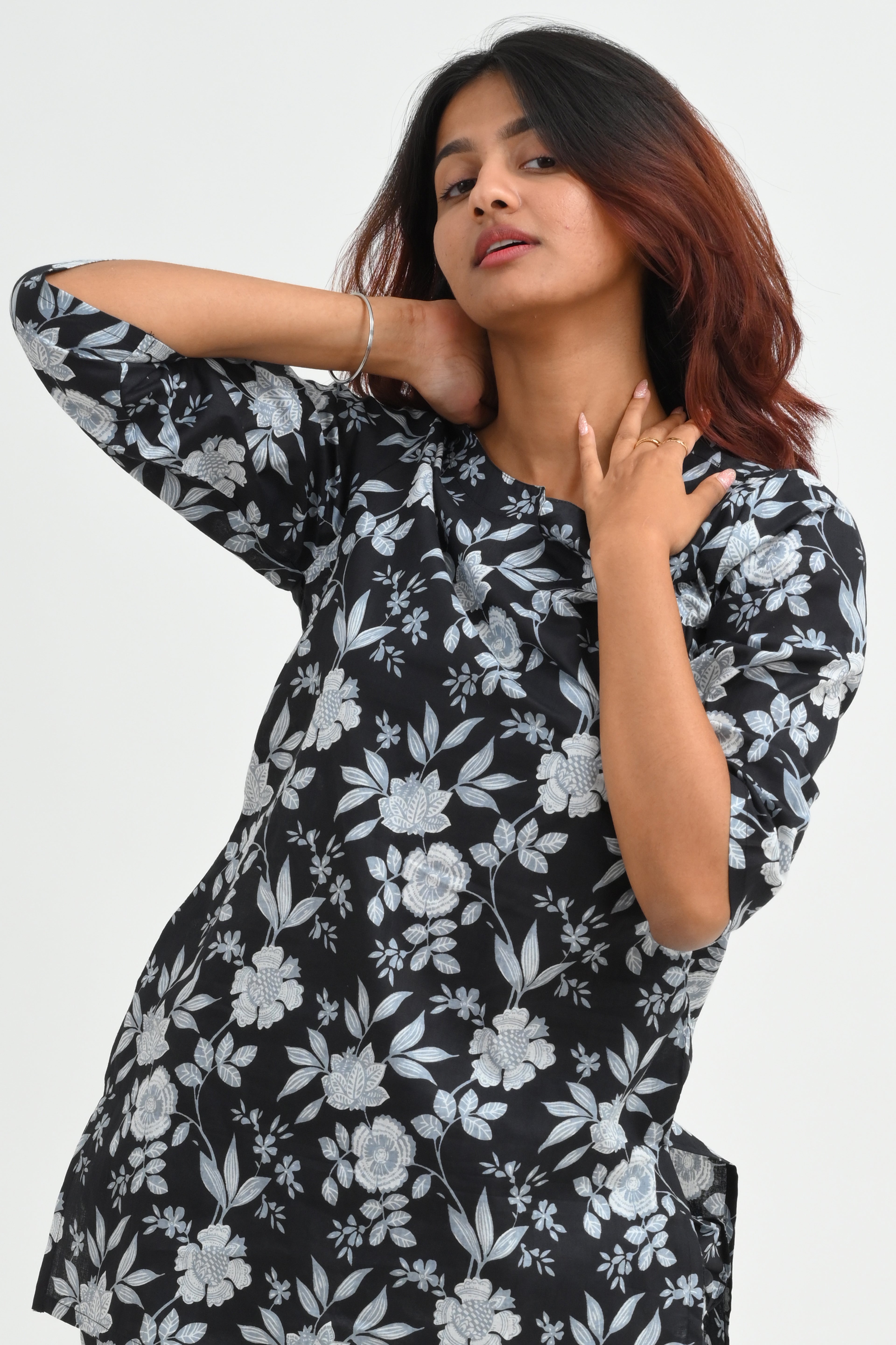 Black Cotton Printed Pyjama Set