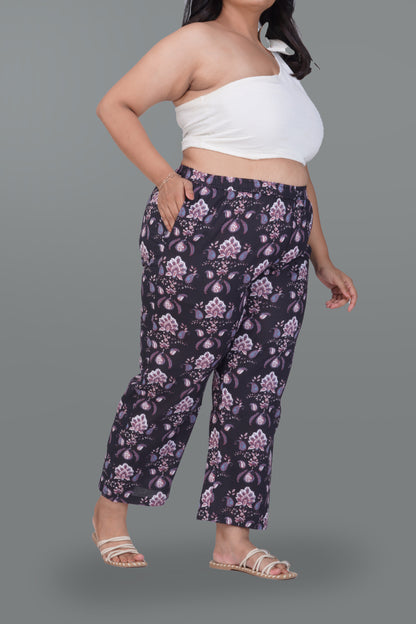 Black Plus Size Cotton Printed Bottom