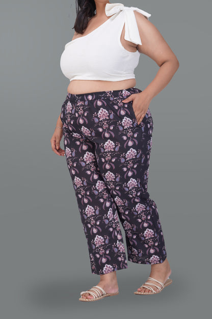 Black Plus Size Cotton Printed Bottom