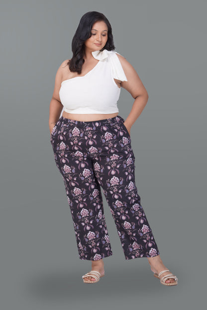 Black Plus Size Cotton Printed Bottom