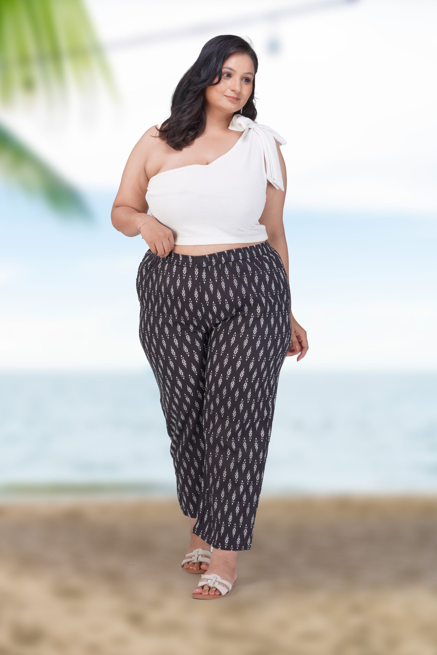 Black Plus Size Cotton Printed Bottom