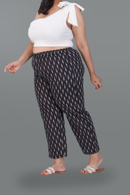 Black Plus Size Cotton Printed Bottom