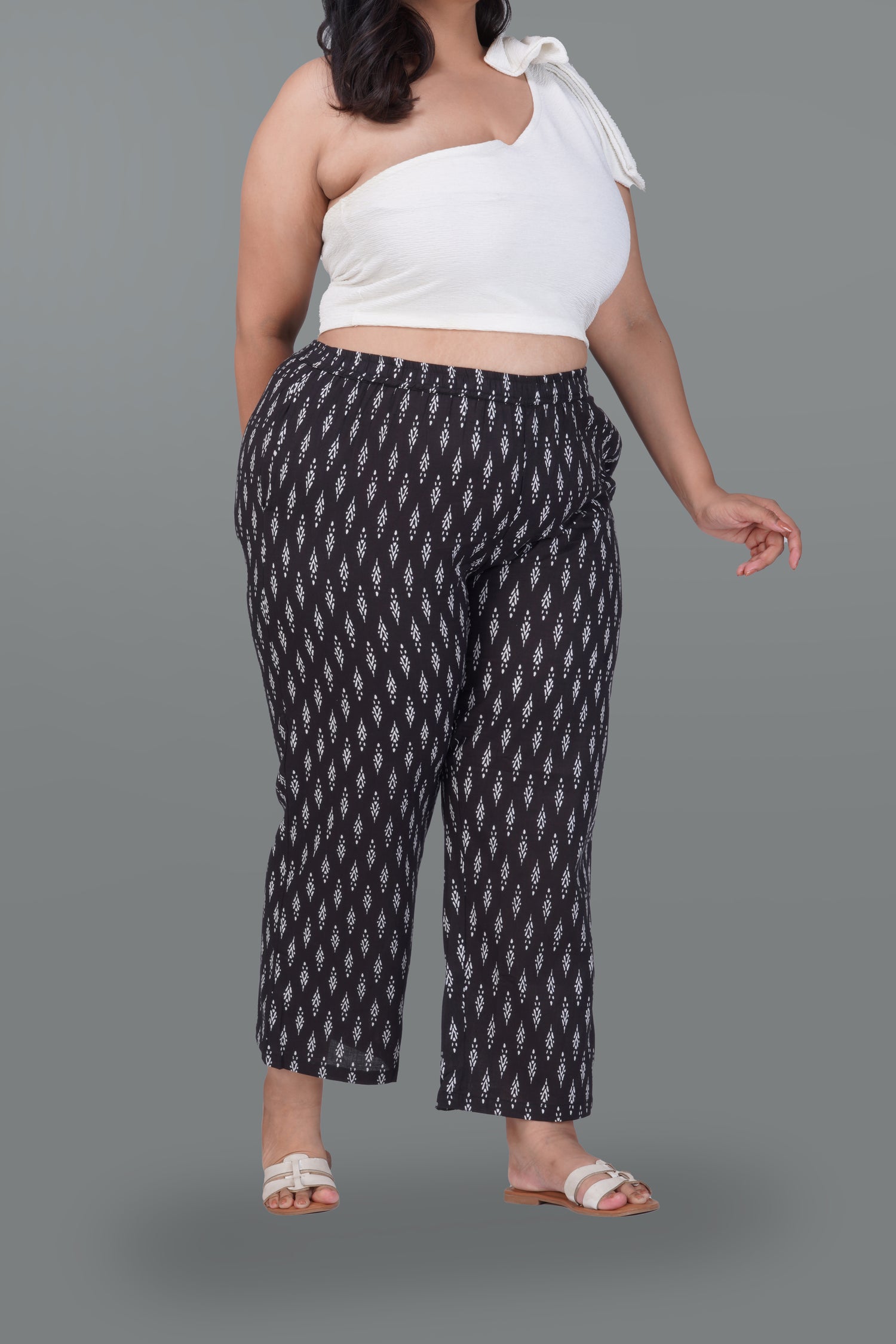 Black Plus Size Cotton Printed Bottom
