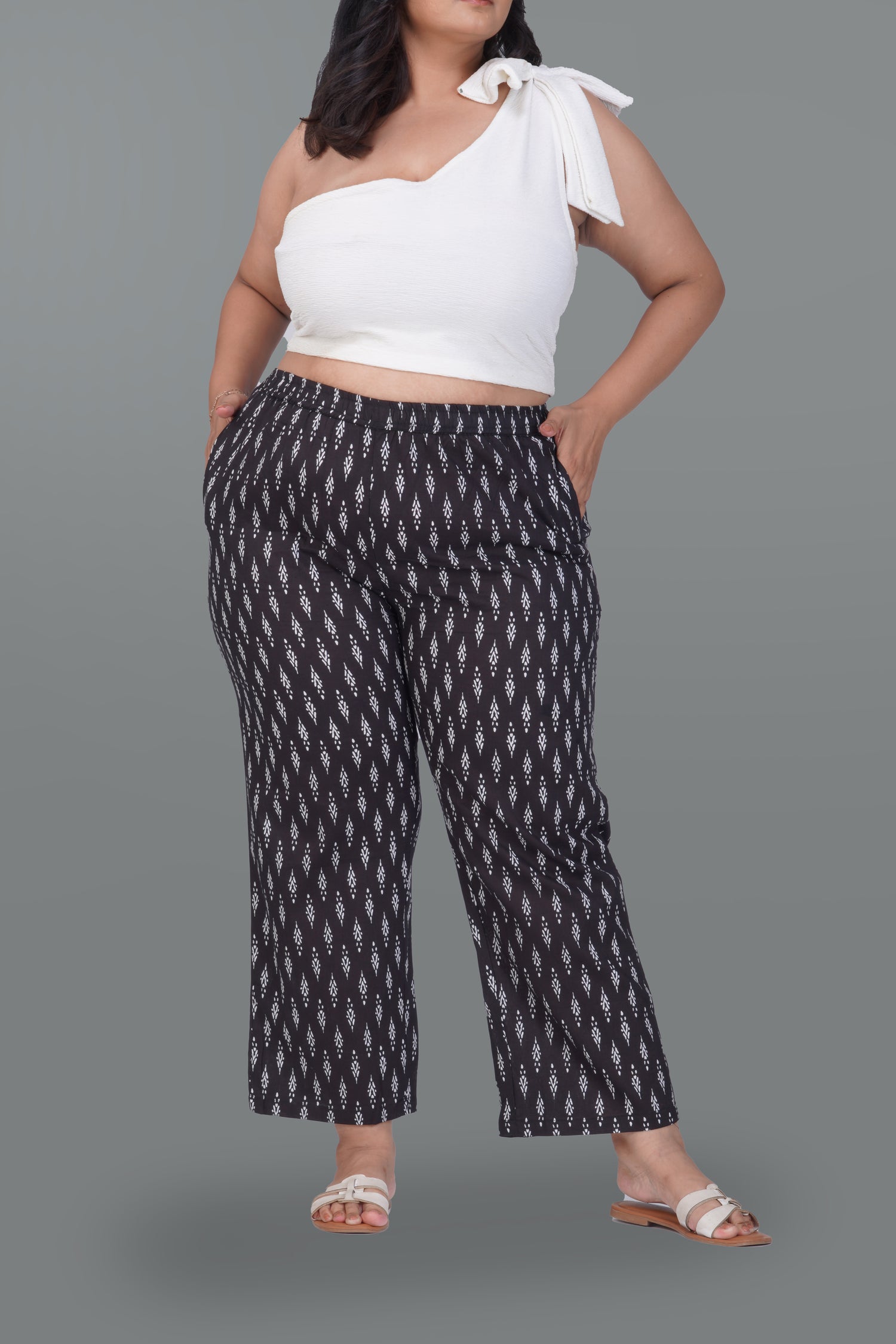 Black Plus Size Cotton Printed Bottom