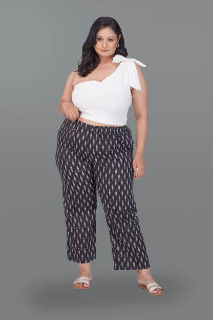 Black Plus Size Cotton Printed Bottom
