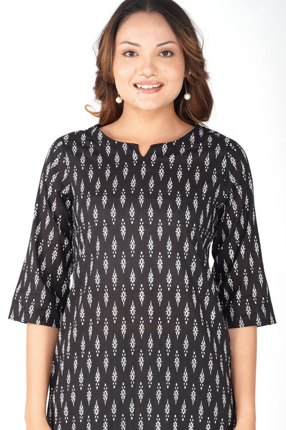 Black Cotton Printed Pyjama Set