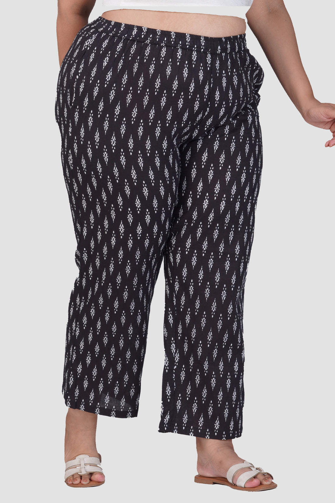 Black Plus Size Cotton Printed Bottom