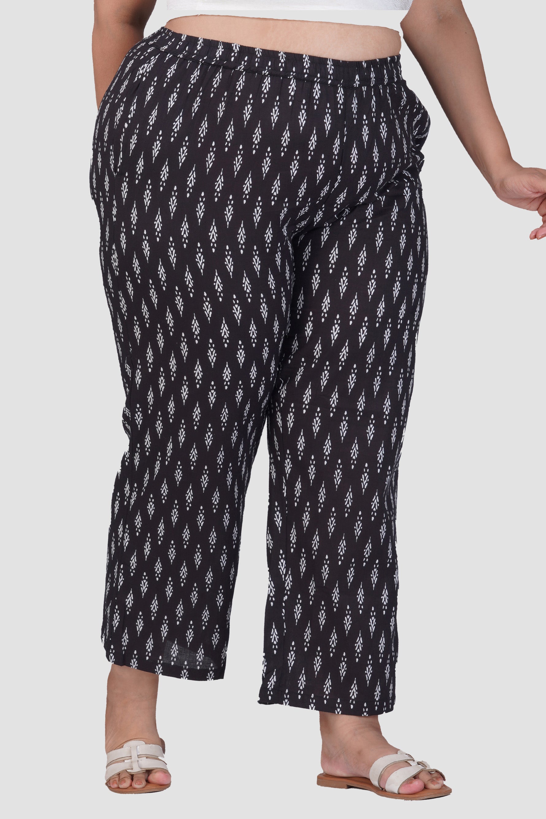 Black Plus Size Cotton Printed Bottom
