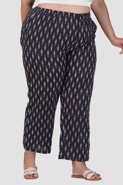 Black Plus Size Cotton Printed Bottom