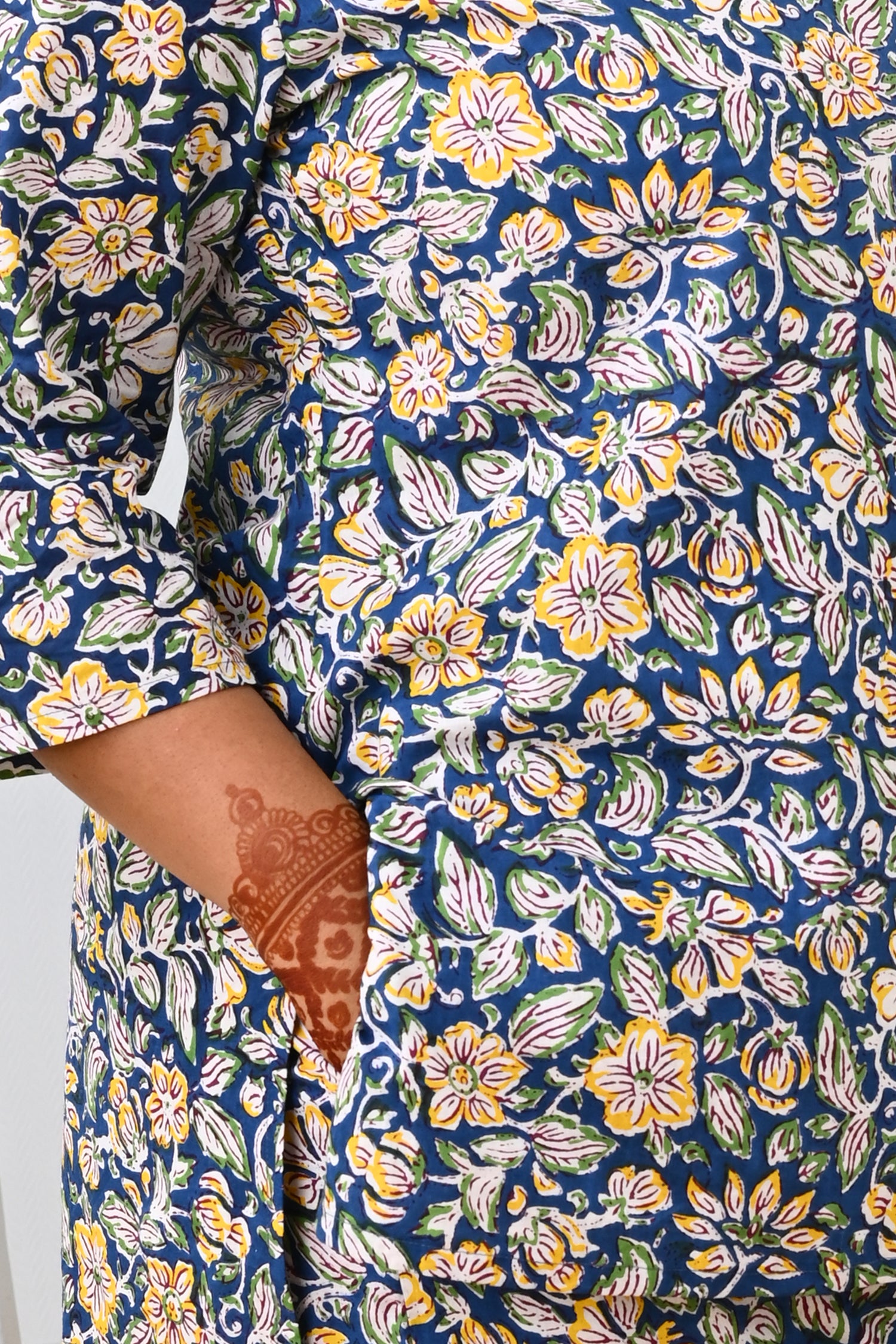 Blue Floral Plus Size Cotton Printed Pyjama Set