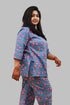 Blue Plus Size Cotton Printed Pyjama Set
