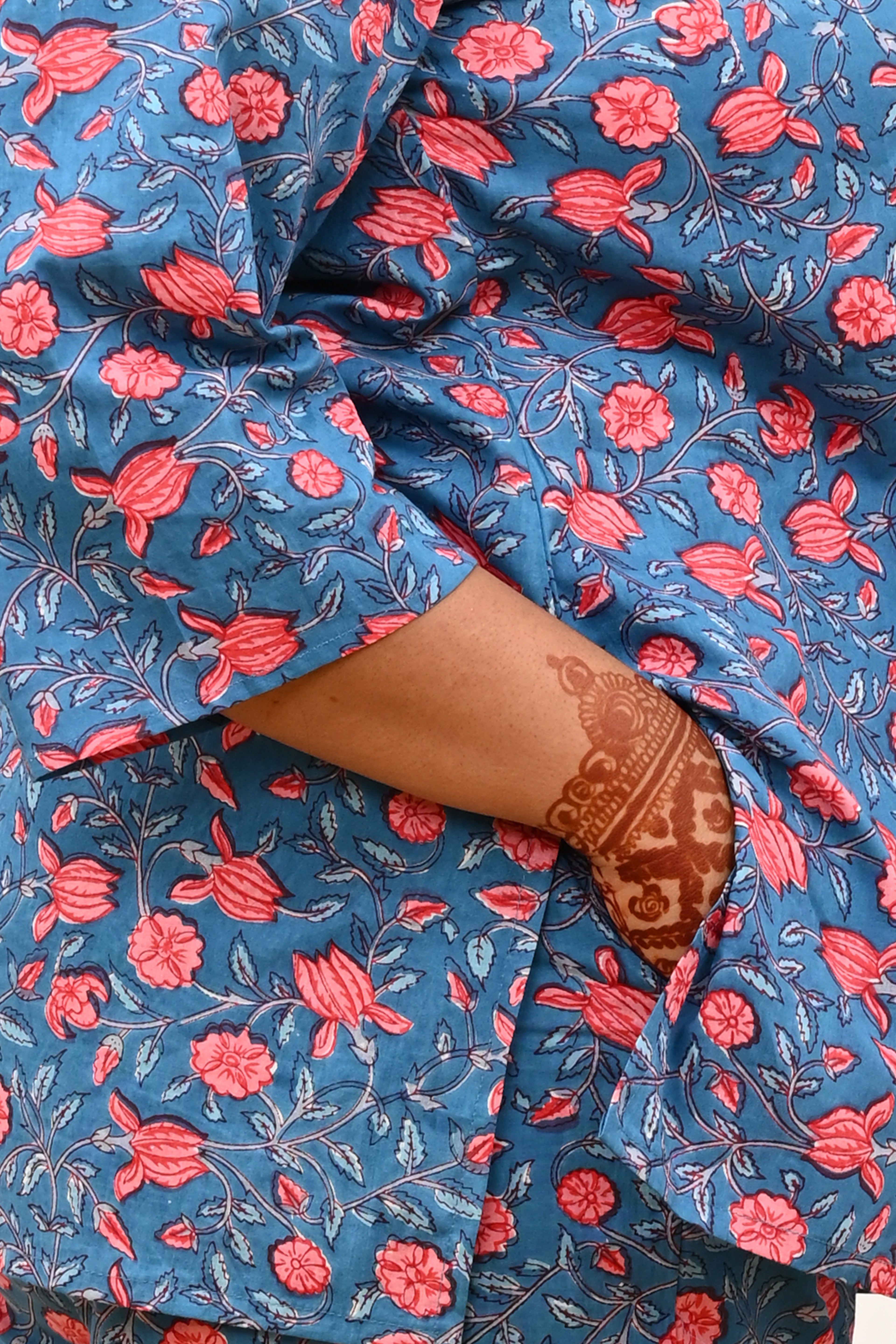 Blue Plus Size Cotton Printed Pyjama Set