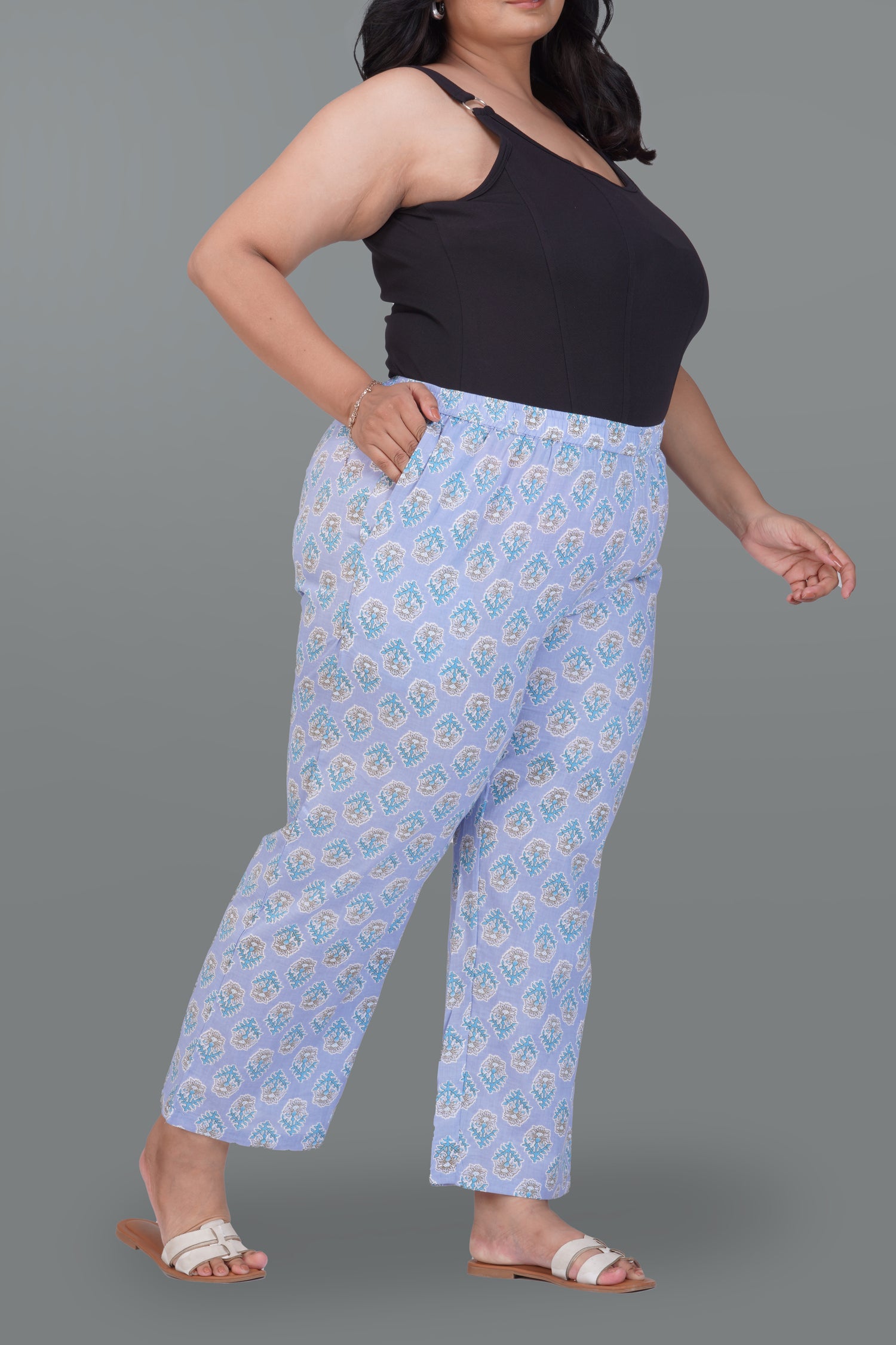 Echo Blue Plus Size Cotton Printed Bottom