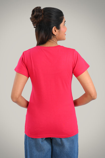 Barbie Pink Cotton V Neck T-Shirt